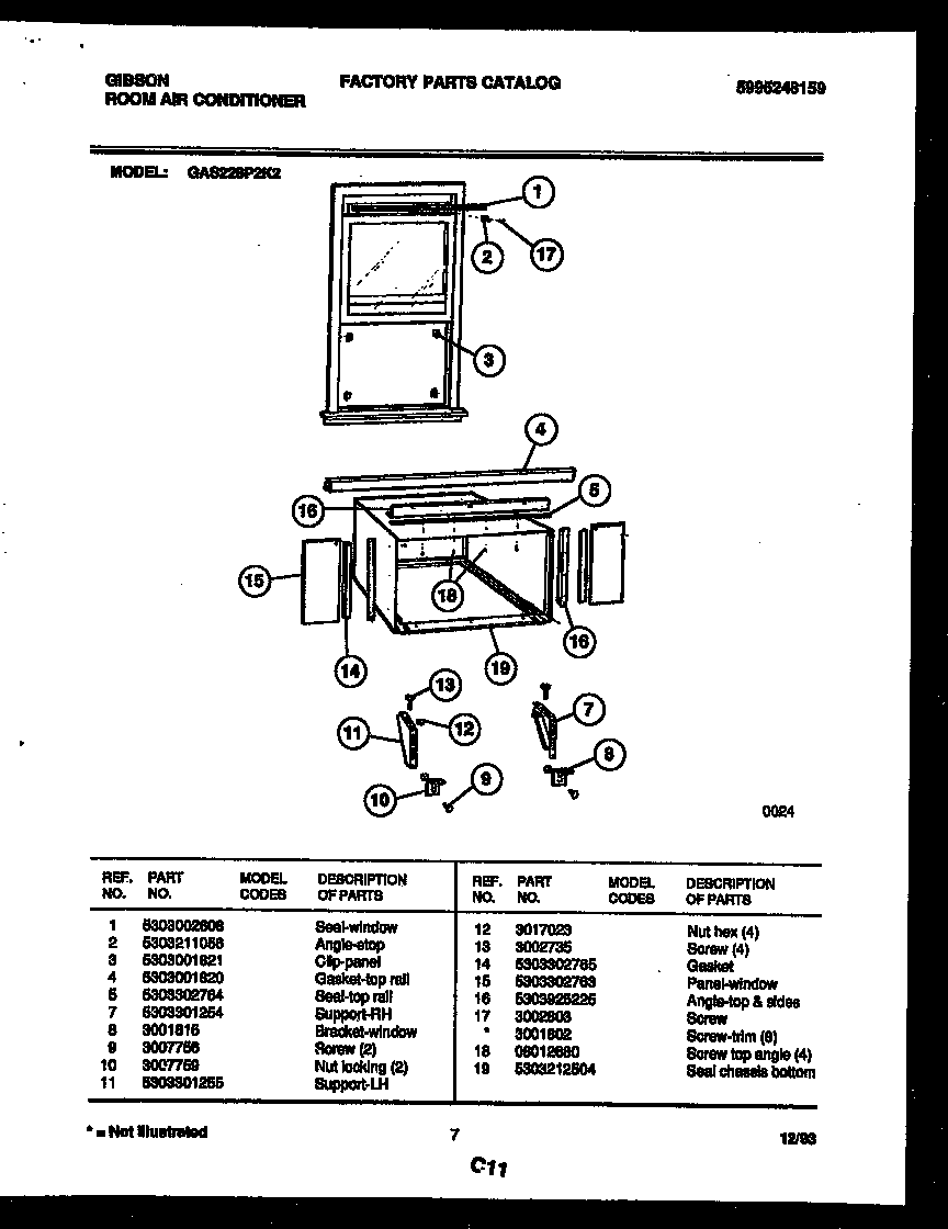 Cabinet and installation parts