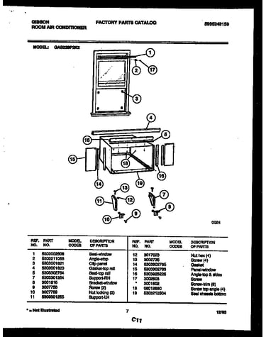 Cabinet and installation parts