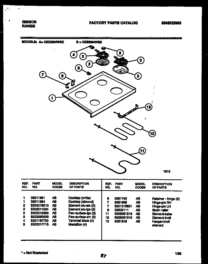 Cooktop and broiler parts