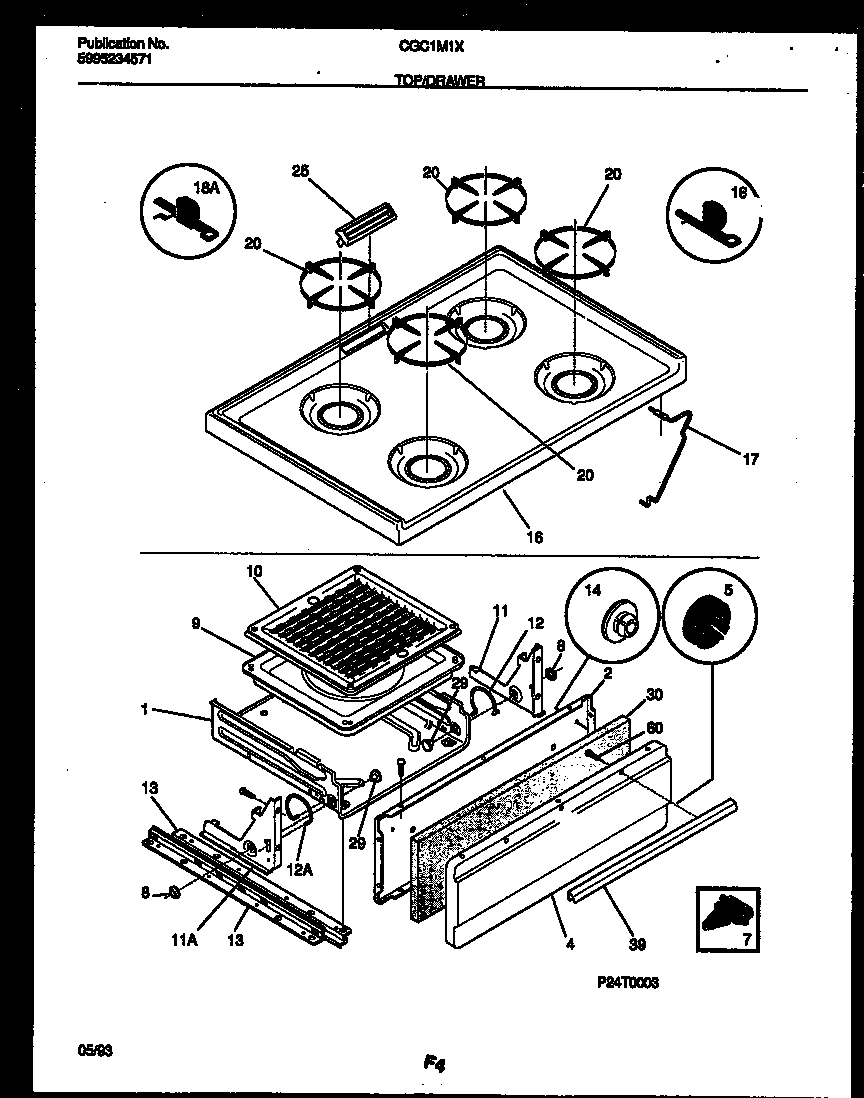 COOKTOP AND BROILER DRAWER PARTS