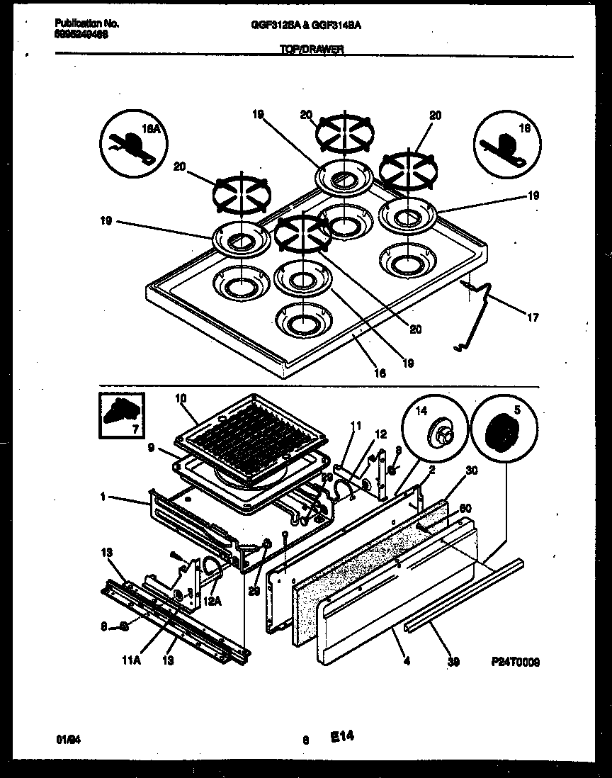 COOKTOP AND BROILER DRAWER PARTS