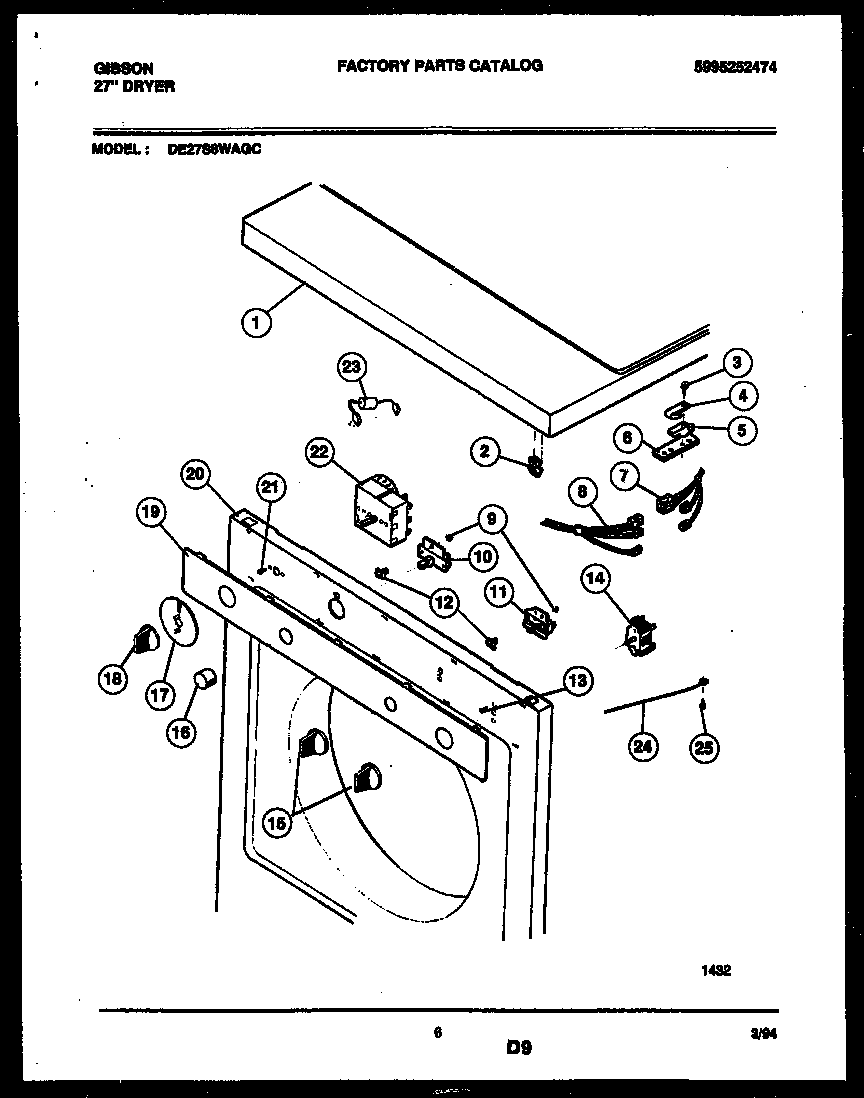Top, control and miscellaneous parts