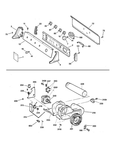 Backsplash, blower & drive assembly