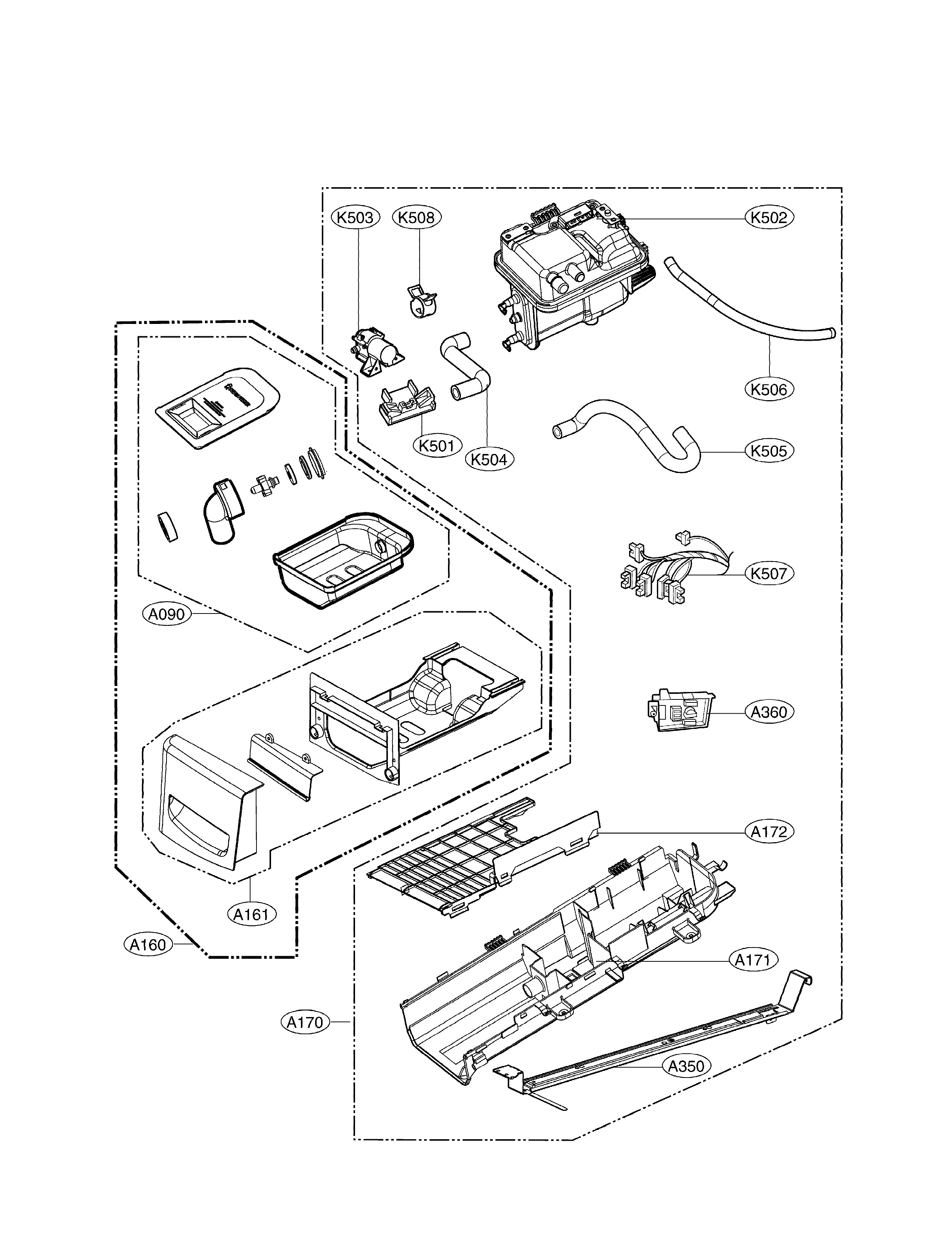 Panel drawer assembly & guide assembly