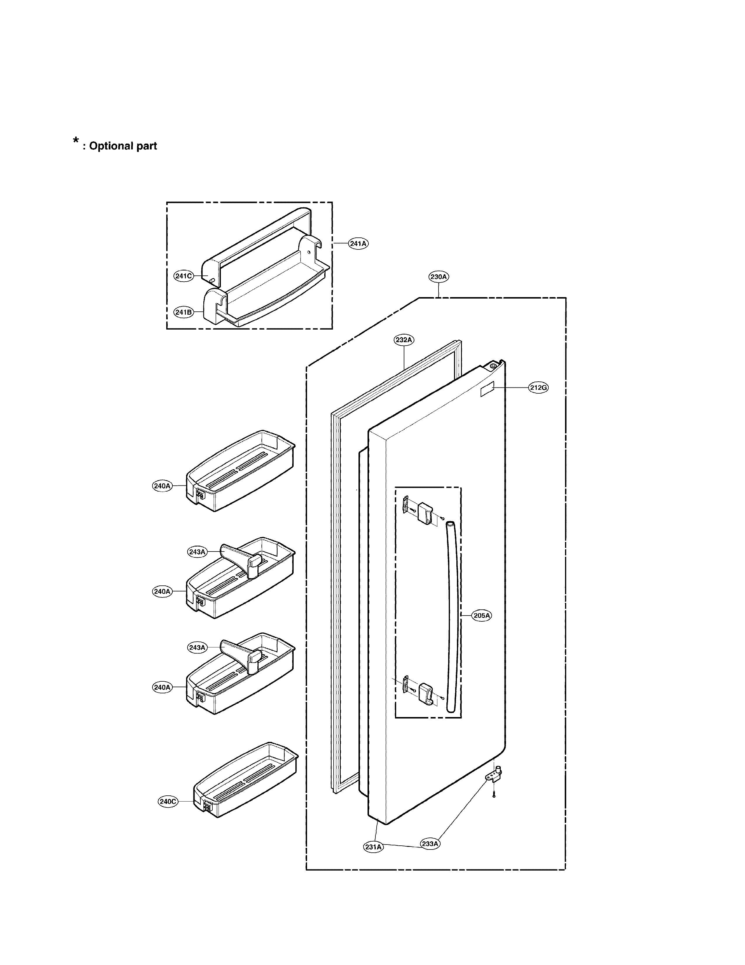 Refrigerator door parts