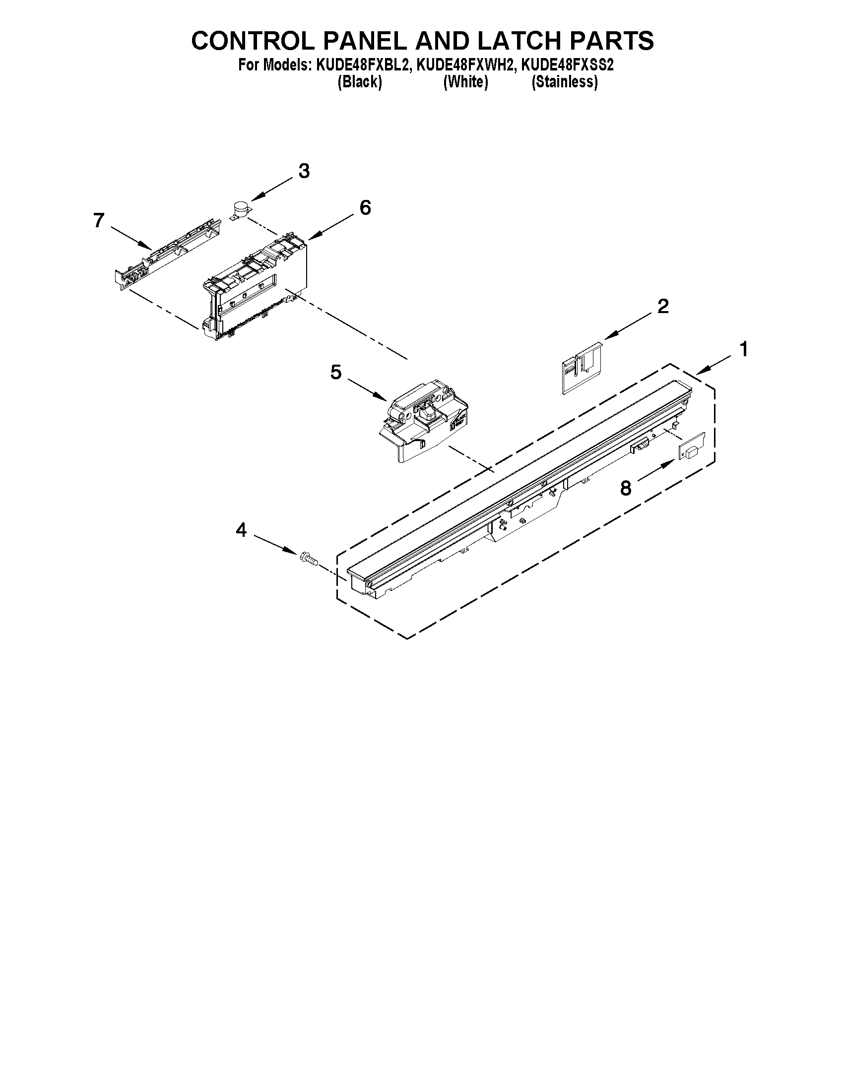 Control panel and latch parts