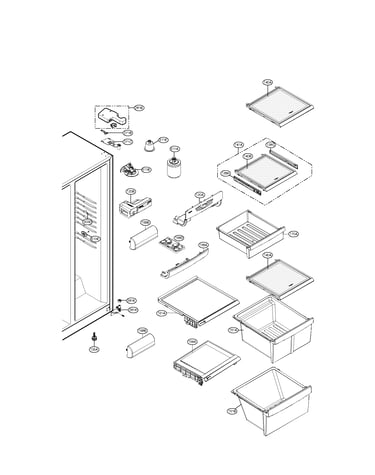 Refrigerator compartment parts