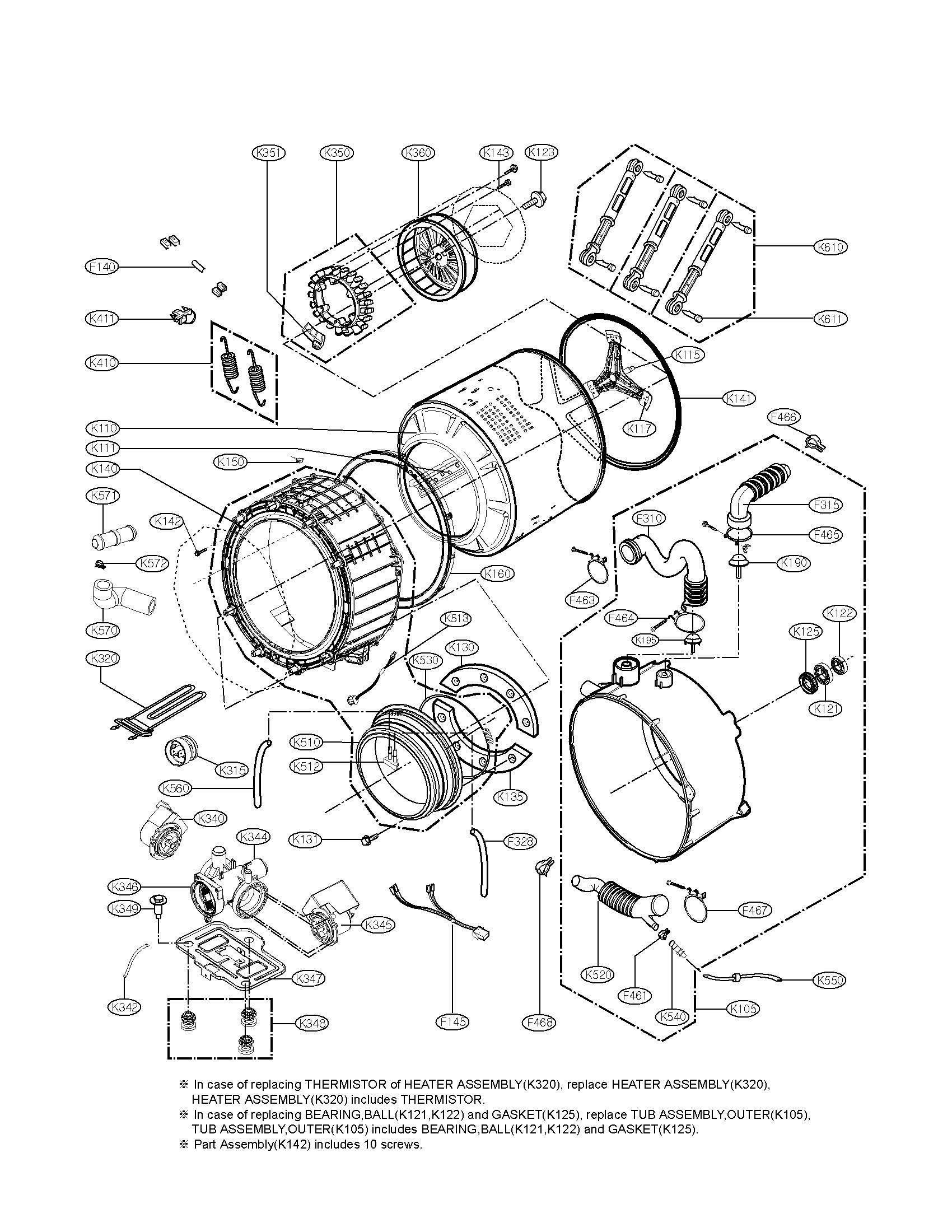 Drum and tub assembly parts