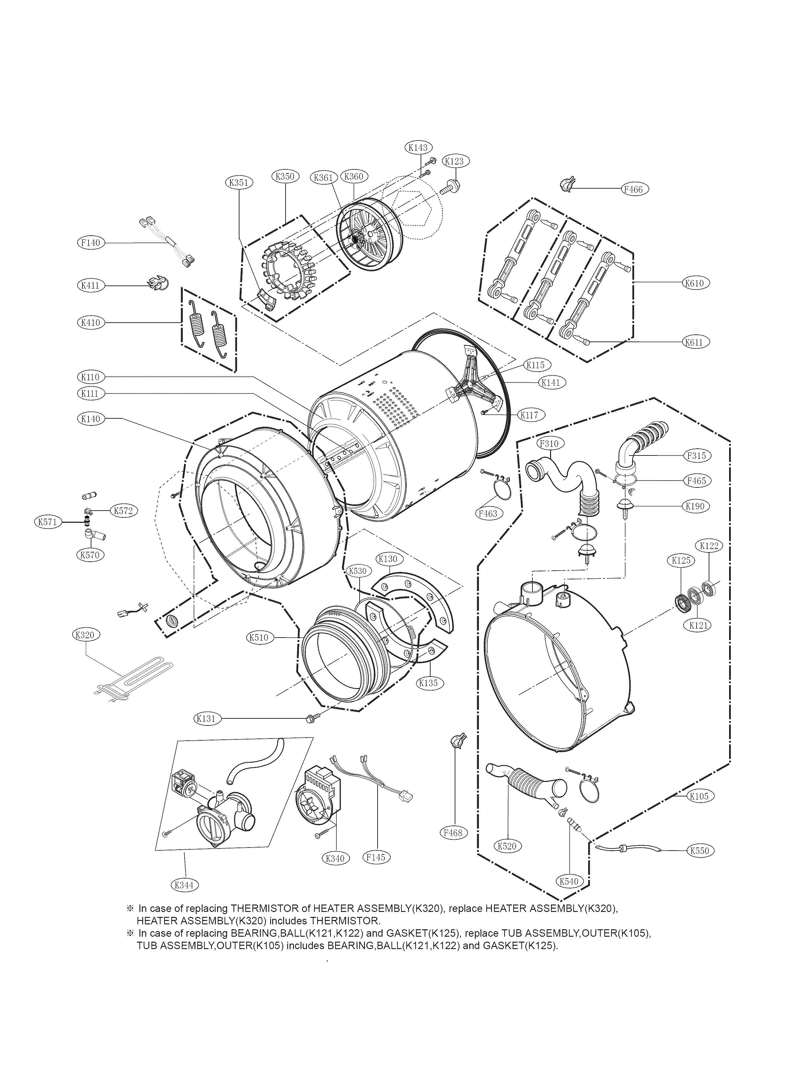 DRUM AND TUB ASSEMBLY PARTS