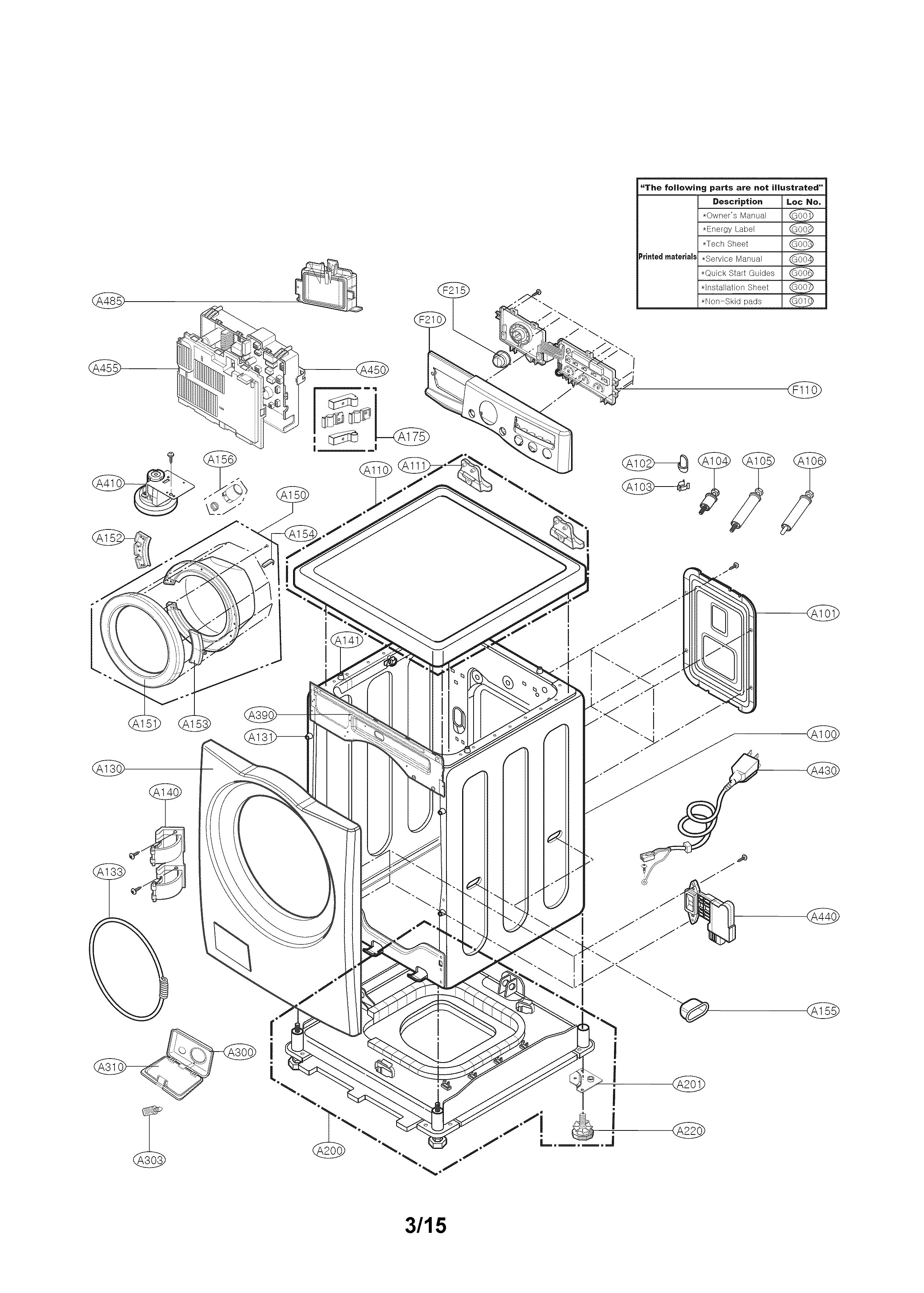 Cabinet and control parts