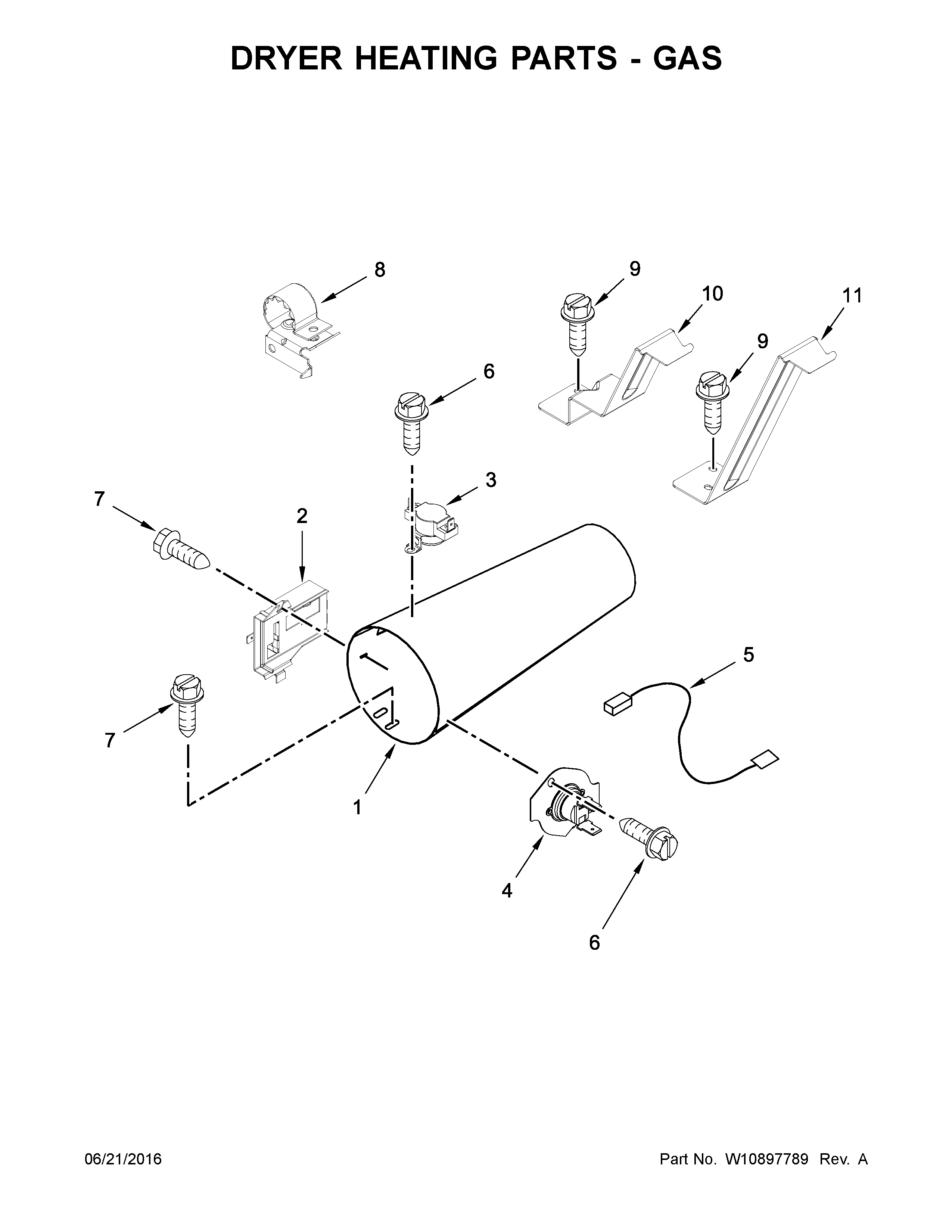 Dryer heating parts-gas