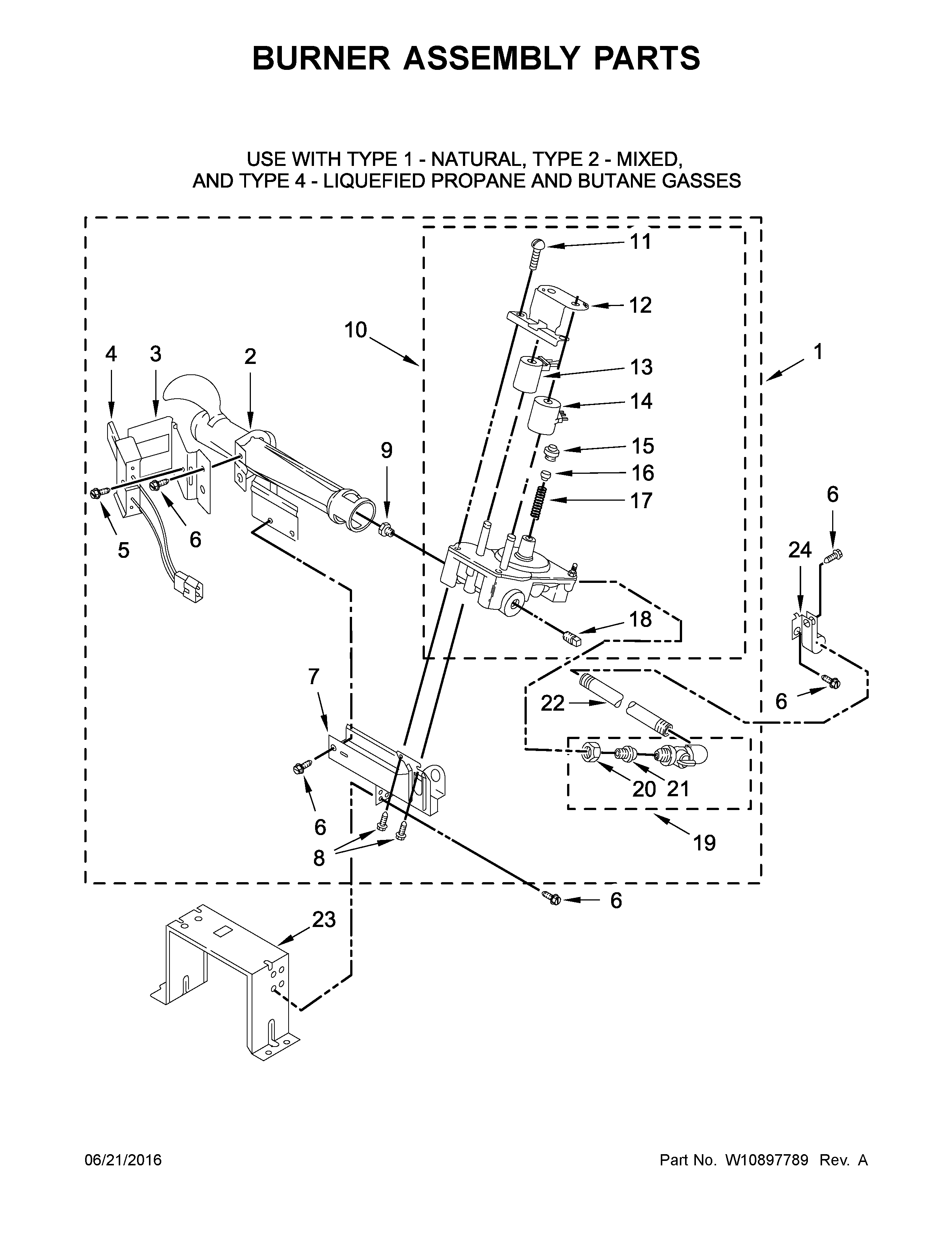 Burner assembly parts