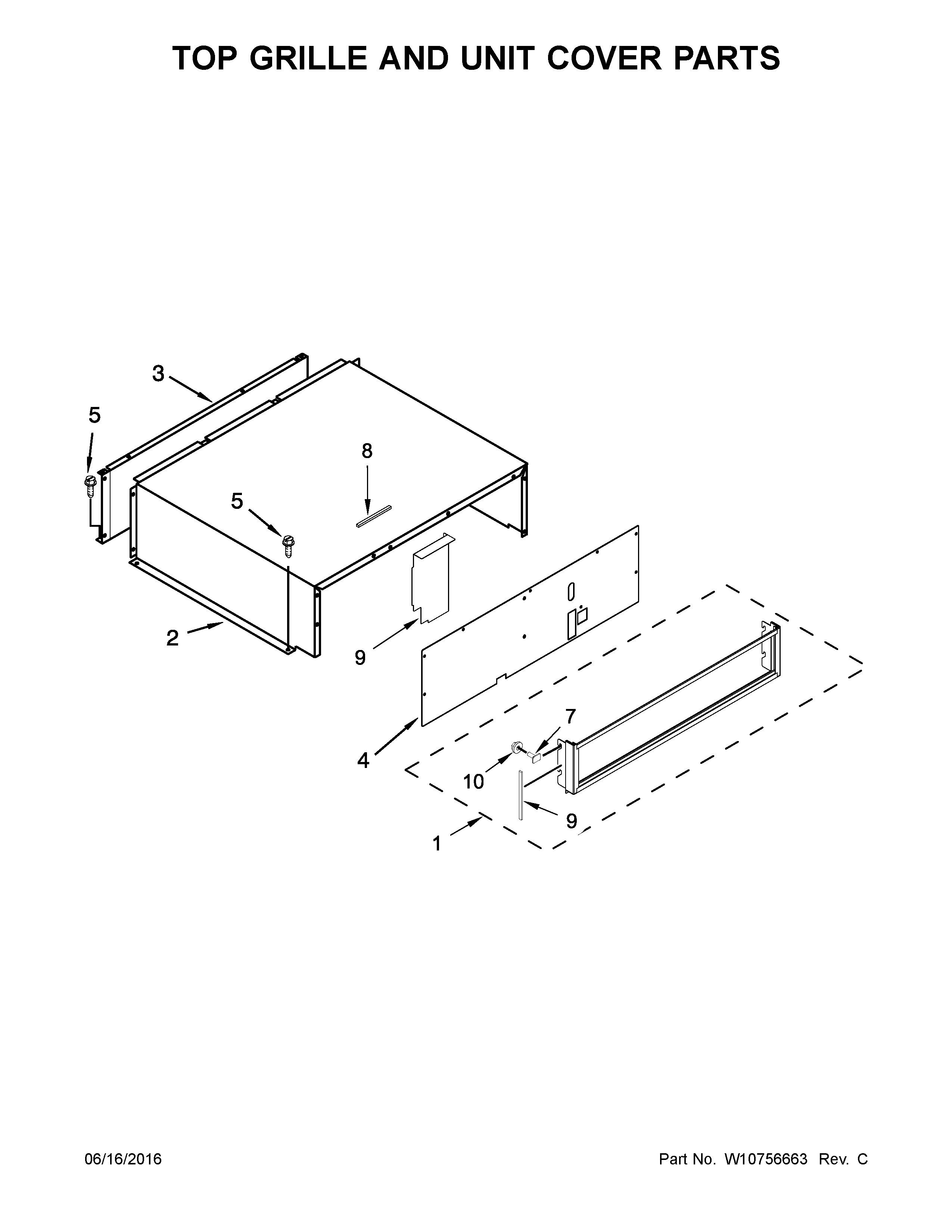 Top grille and unit cover parts