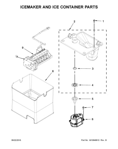 Icemaker and ice container parts