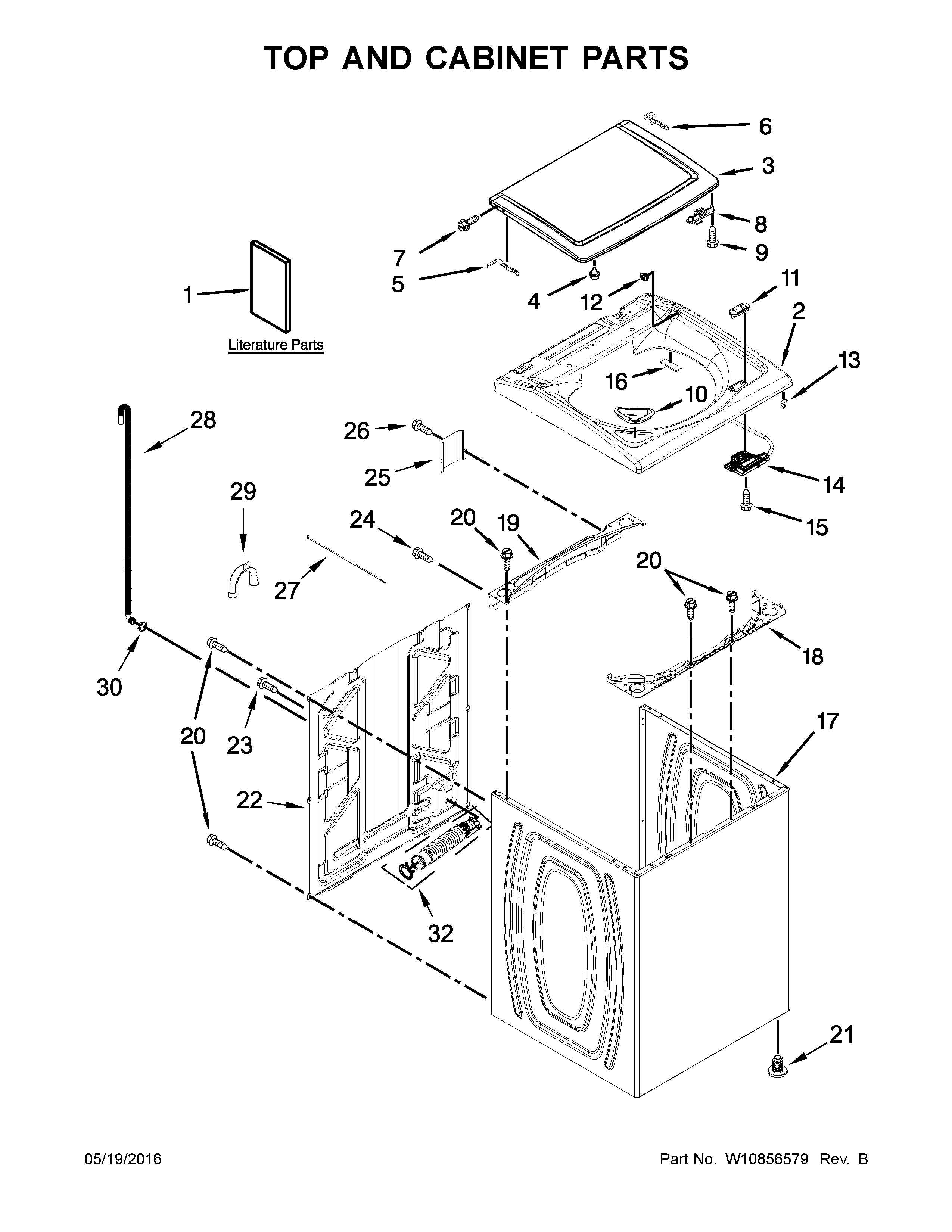 Top and cabinet parts
