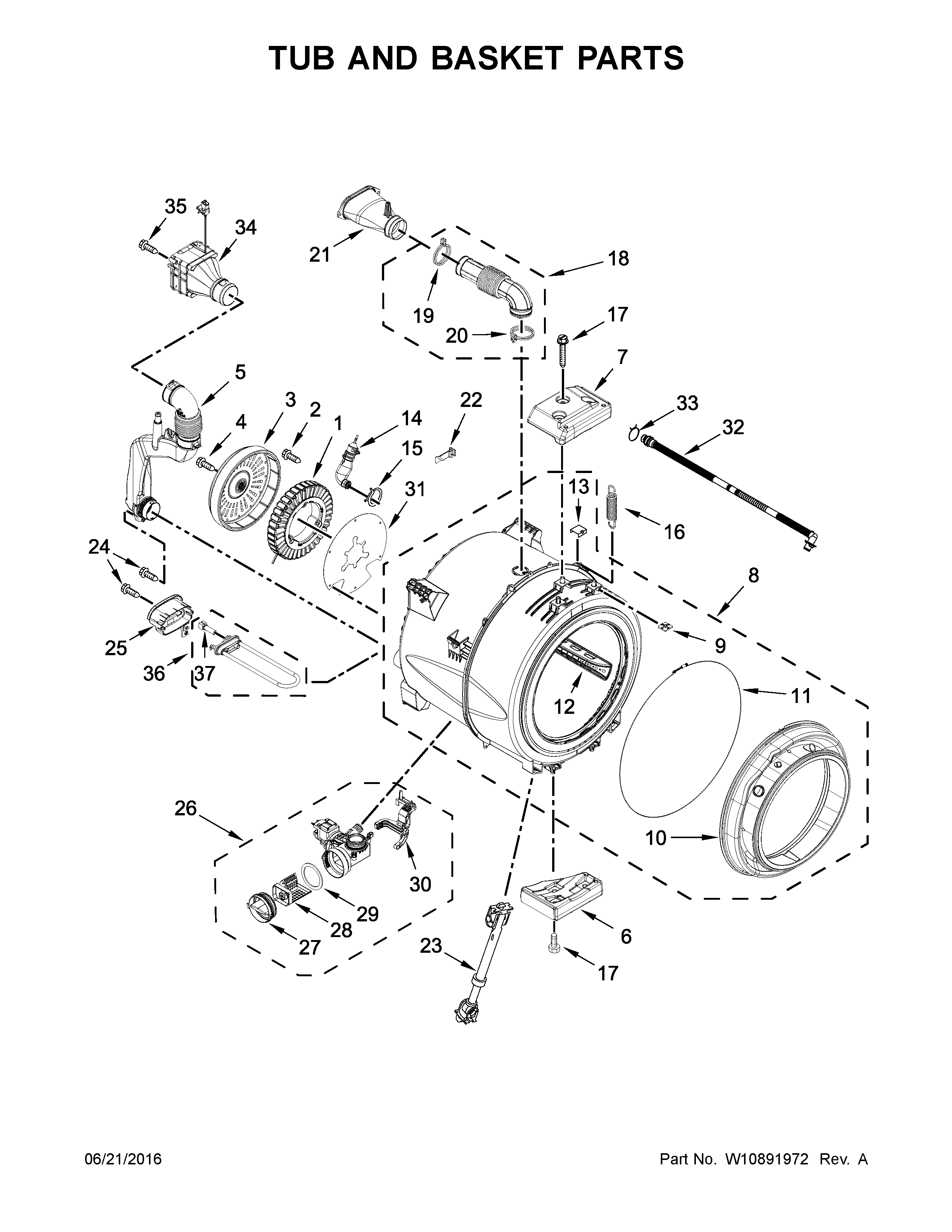 Tub and basket parts