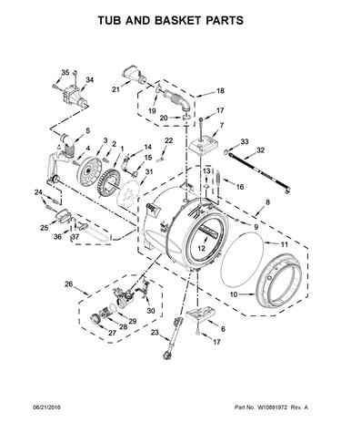 Tub and basket parts