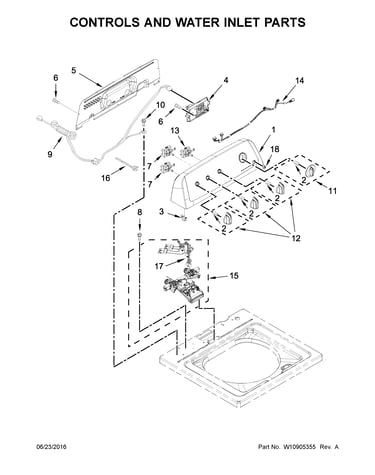 Controls and water inlet parts