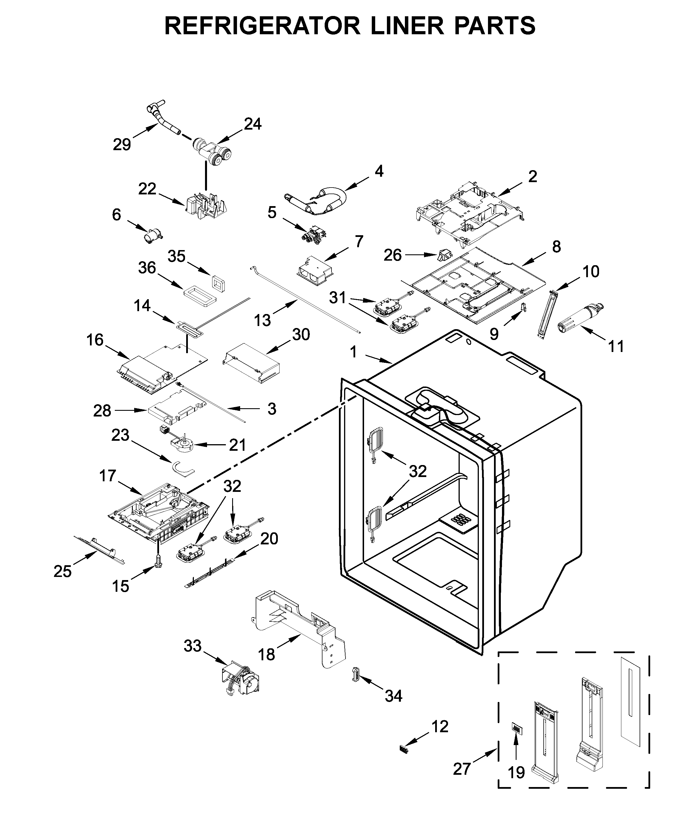 Refrigerator liner parts