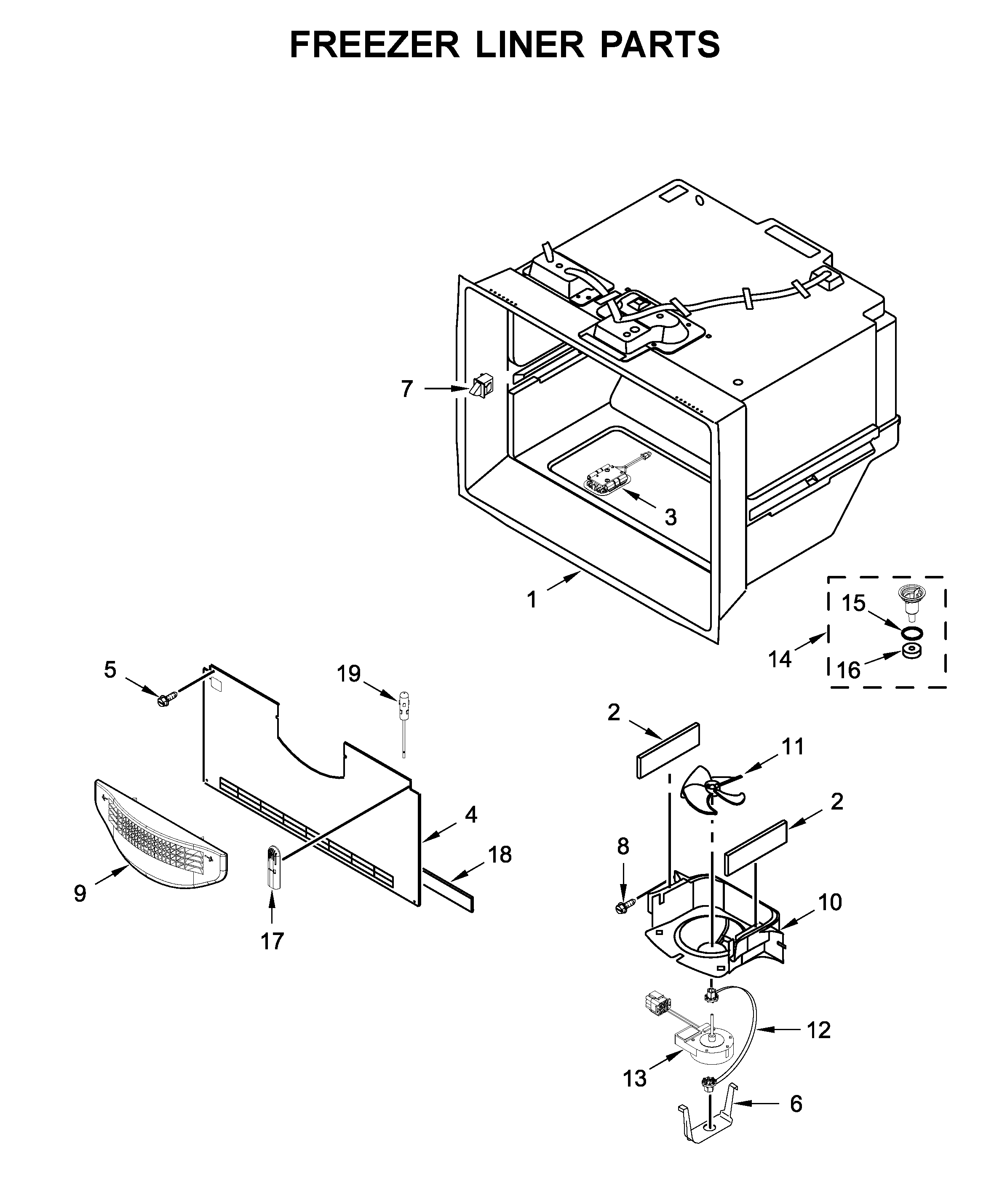 Freezer liner parts
