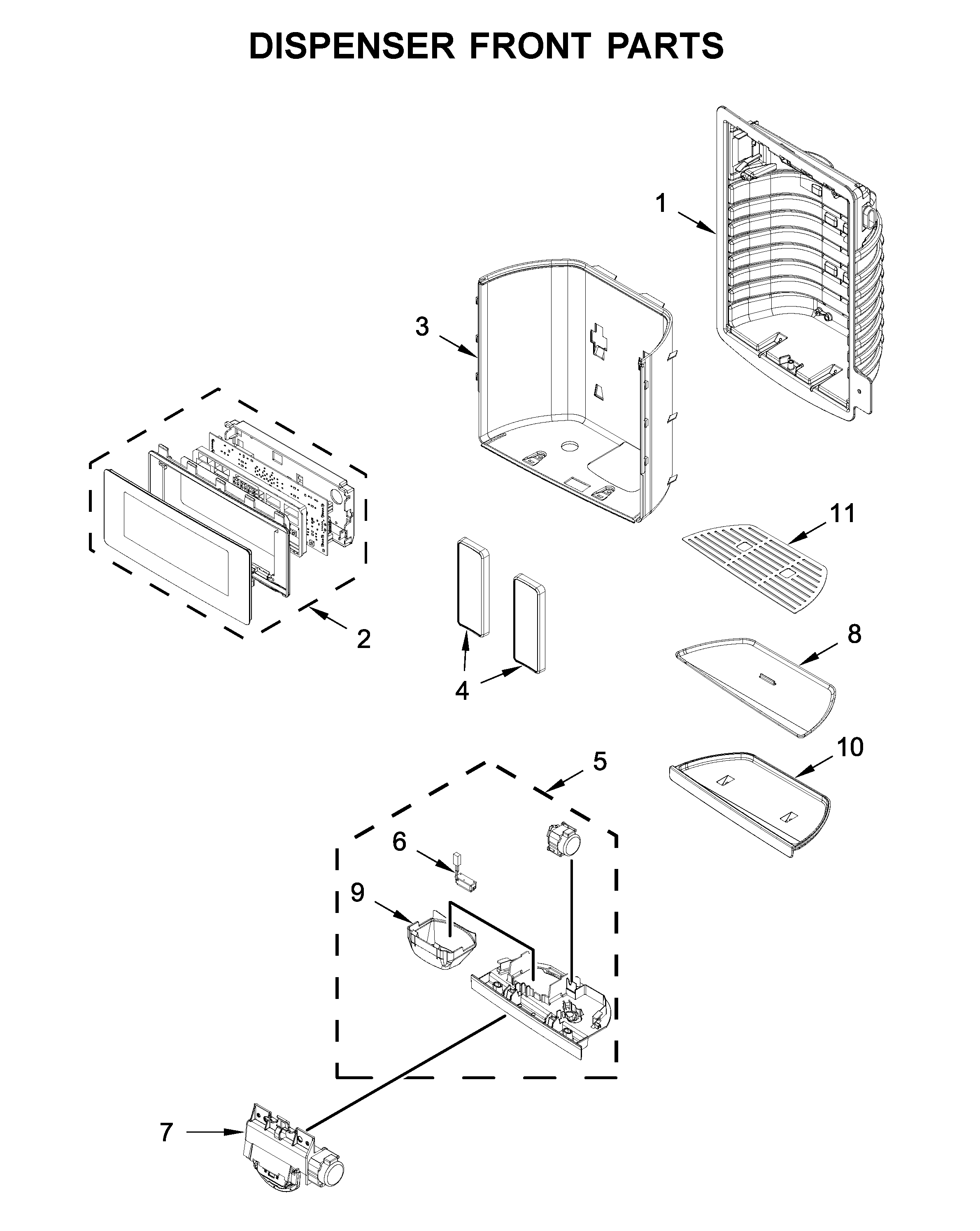Dispenser front parts
