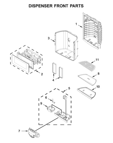 Dispenser front parts