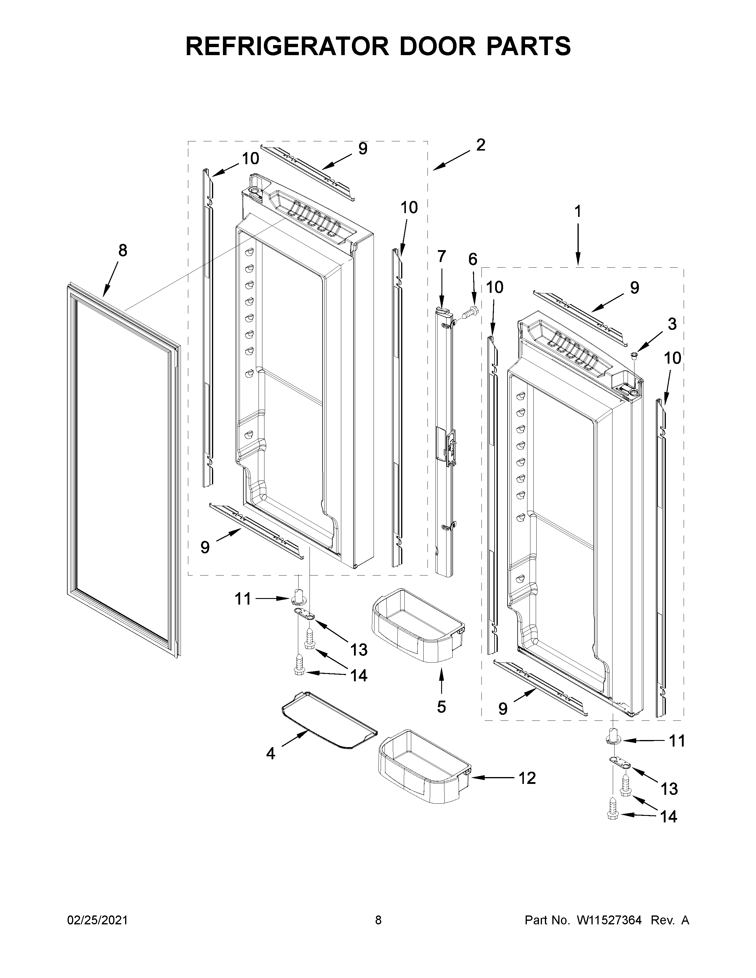 Refrigerator door parts