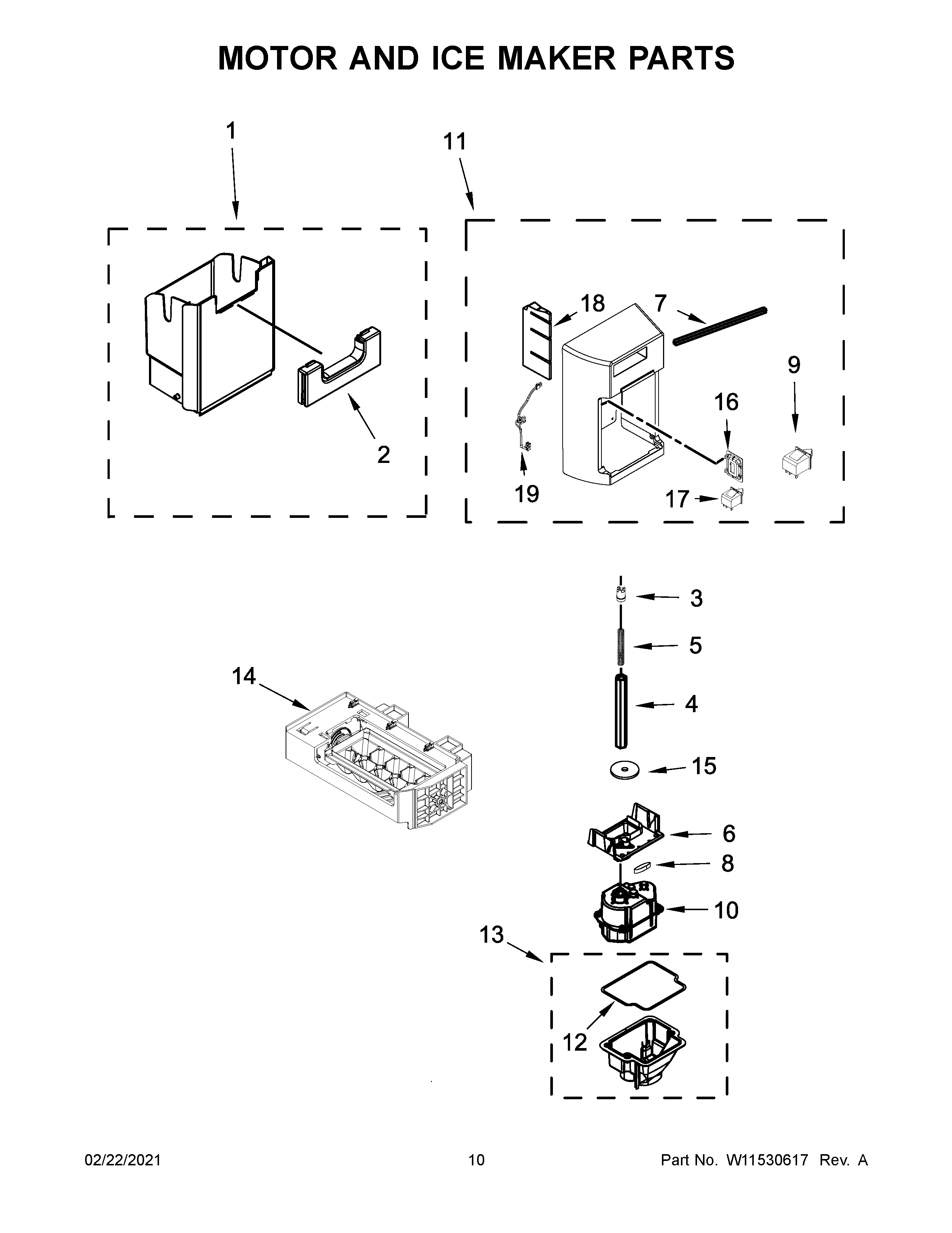Motor and ice maker parts