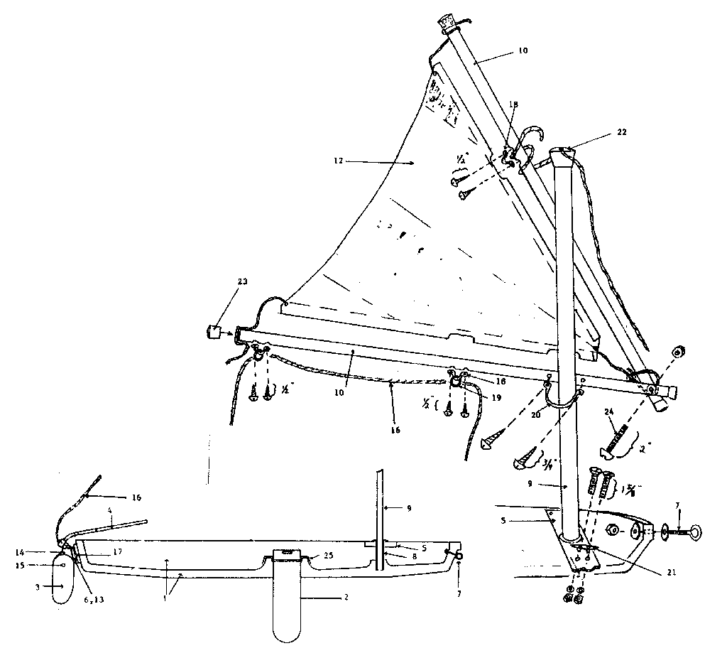  11 ft. whirlwind sailboat Sail assembly Parts  Model 342600163 