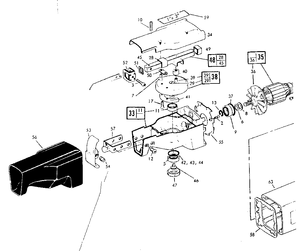 SKIL Skilsaw Model 472 And 474 Recipro Saw Double Insulated Type 3 Gear housing assembly Parts