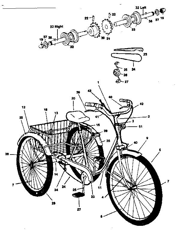 3 wheel bicycle parts