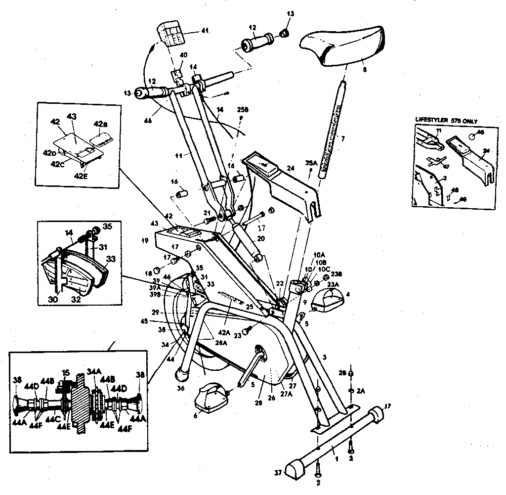 Lifestyler 575 Ergometer Main frame Parts | Model 83129127 ...