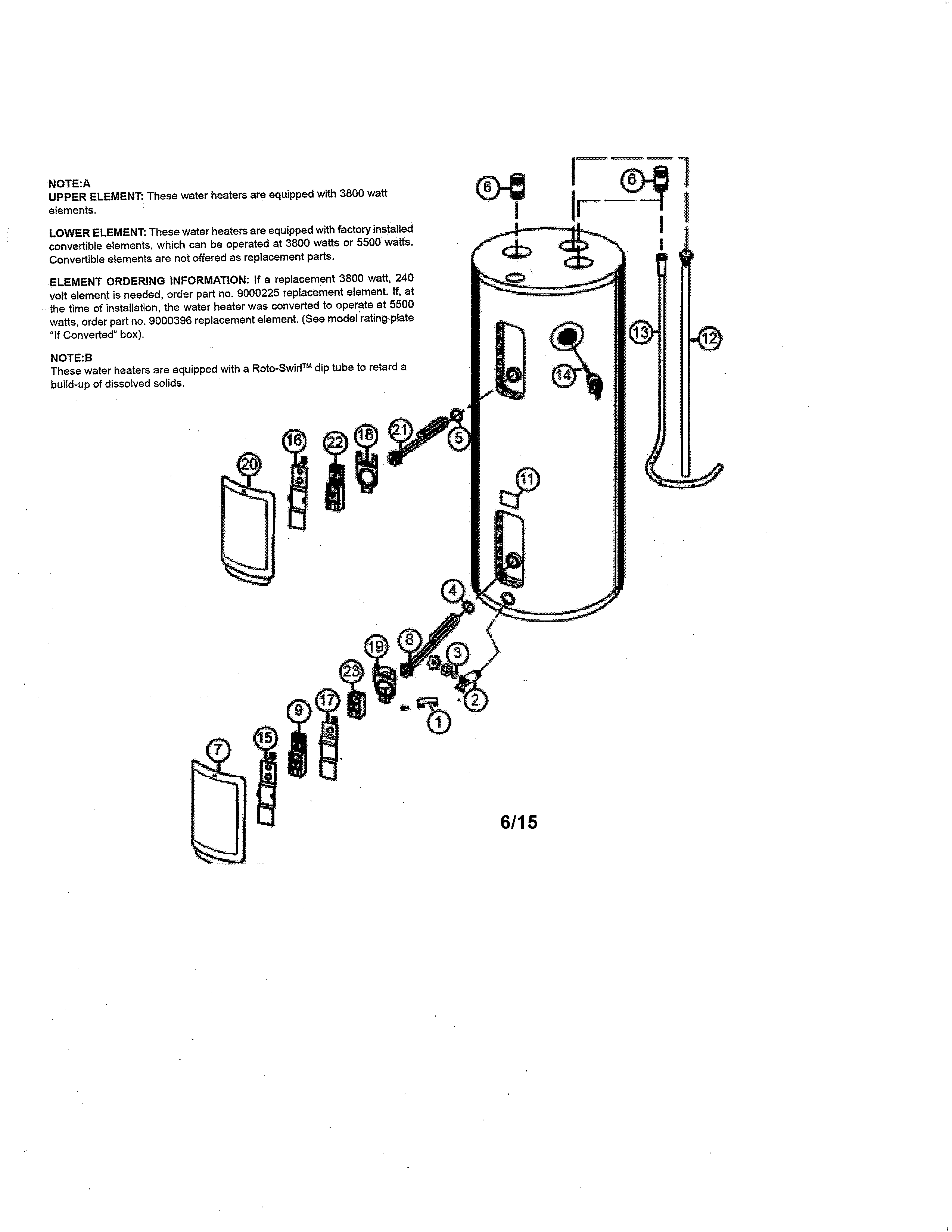 Kenmore 9000225015 Water Heater Heating Element 3800watt Genuine