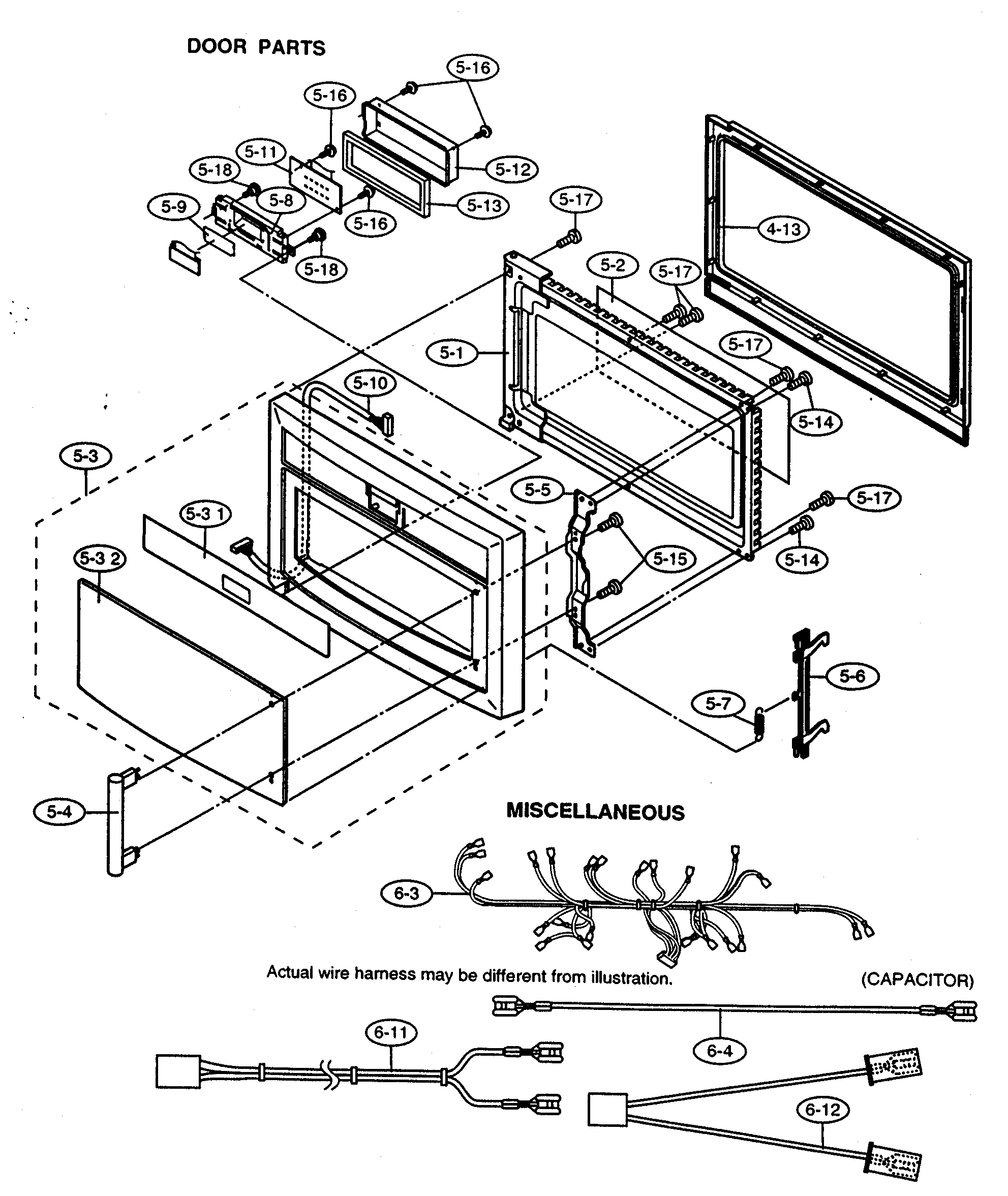 DOOR PARTS Diagram & Parts List for Model r630dka Sharp-Parts Microwave