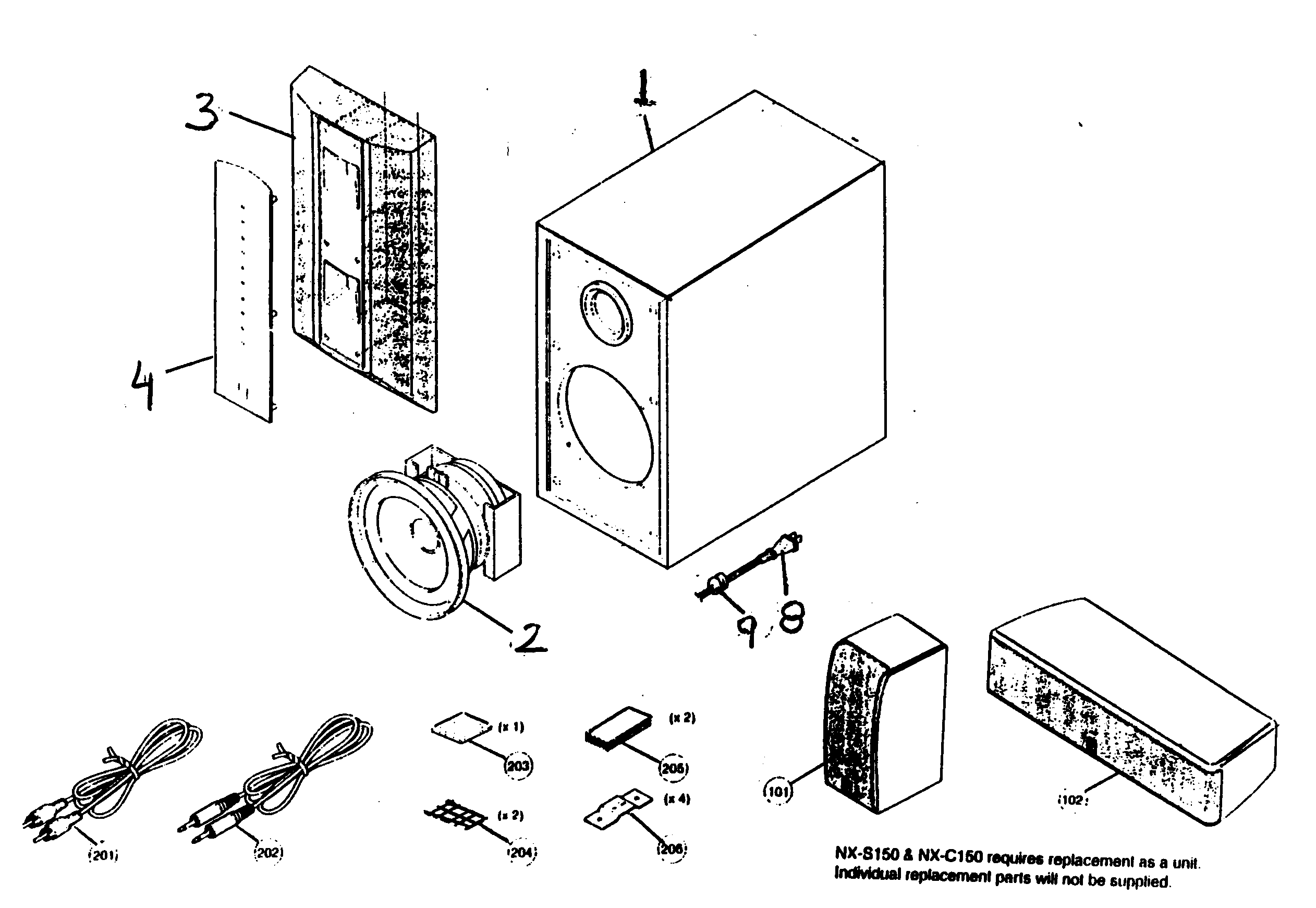 SPEAKER Diagram & Parts List for Model NXP150 Yamaha-Parts ... speaker parts diagram 