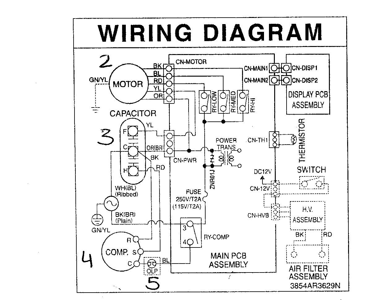 FRIEDRICH ROOM AIR CONDITIONER Parts | Model US08B10A ... hvac indoor fan motor wiring schematic 