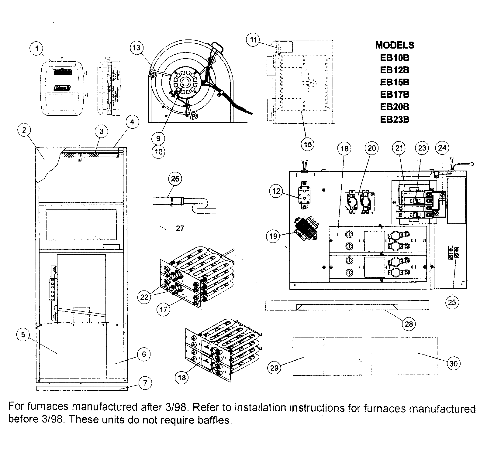 COLEMAN / EVCON IND. FURNACE Parts | Model eb15b | Sears ... evcon eb12b wiring diagram 