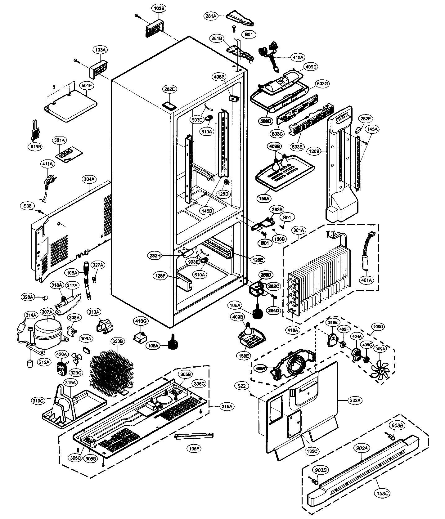 Lg Refrigerators Parts Diagram - Heat exchanger spare parts