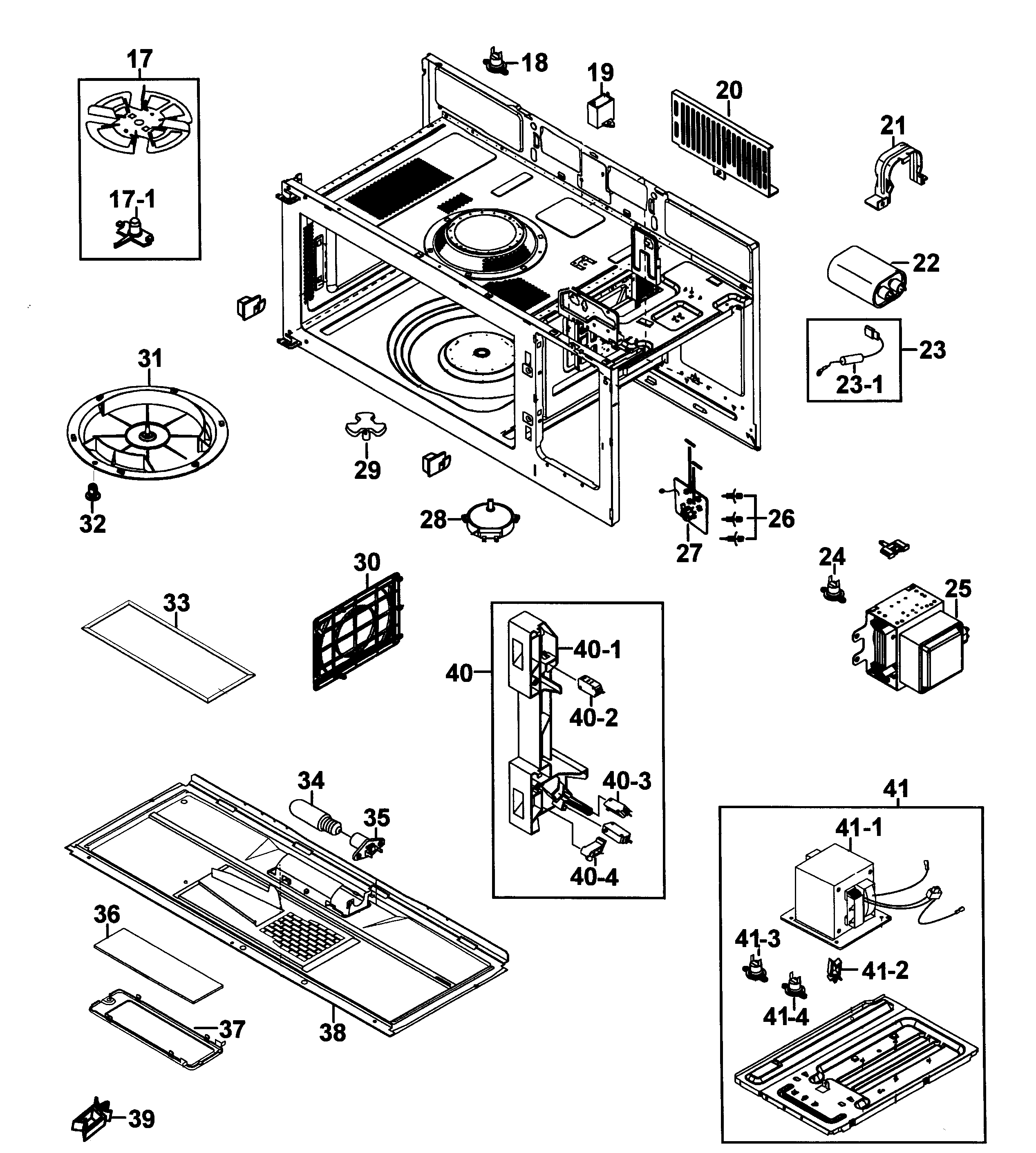 Samsung Model Smh9151b Xaa 0000 Microwave Hood Combo Genuine Parts