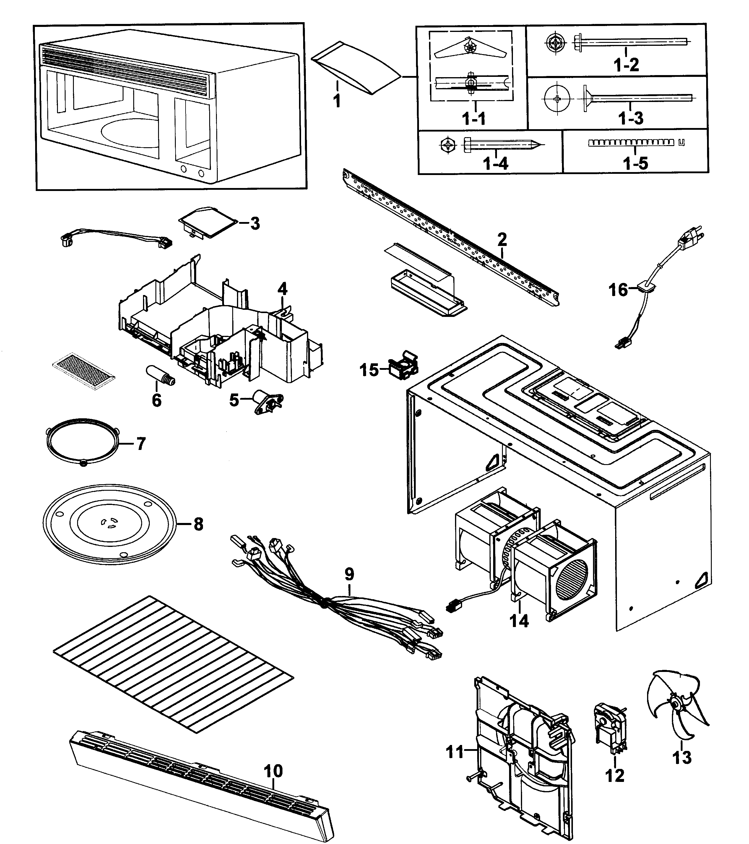 Samsung Model Smh9151w Xaa 0000 Microwave Hood Combo Genuine Parts
