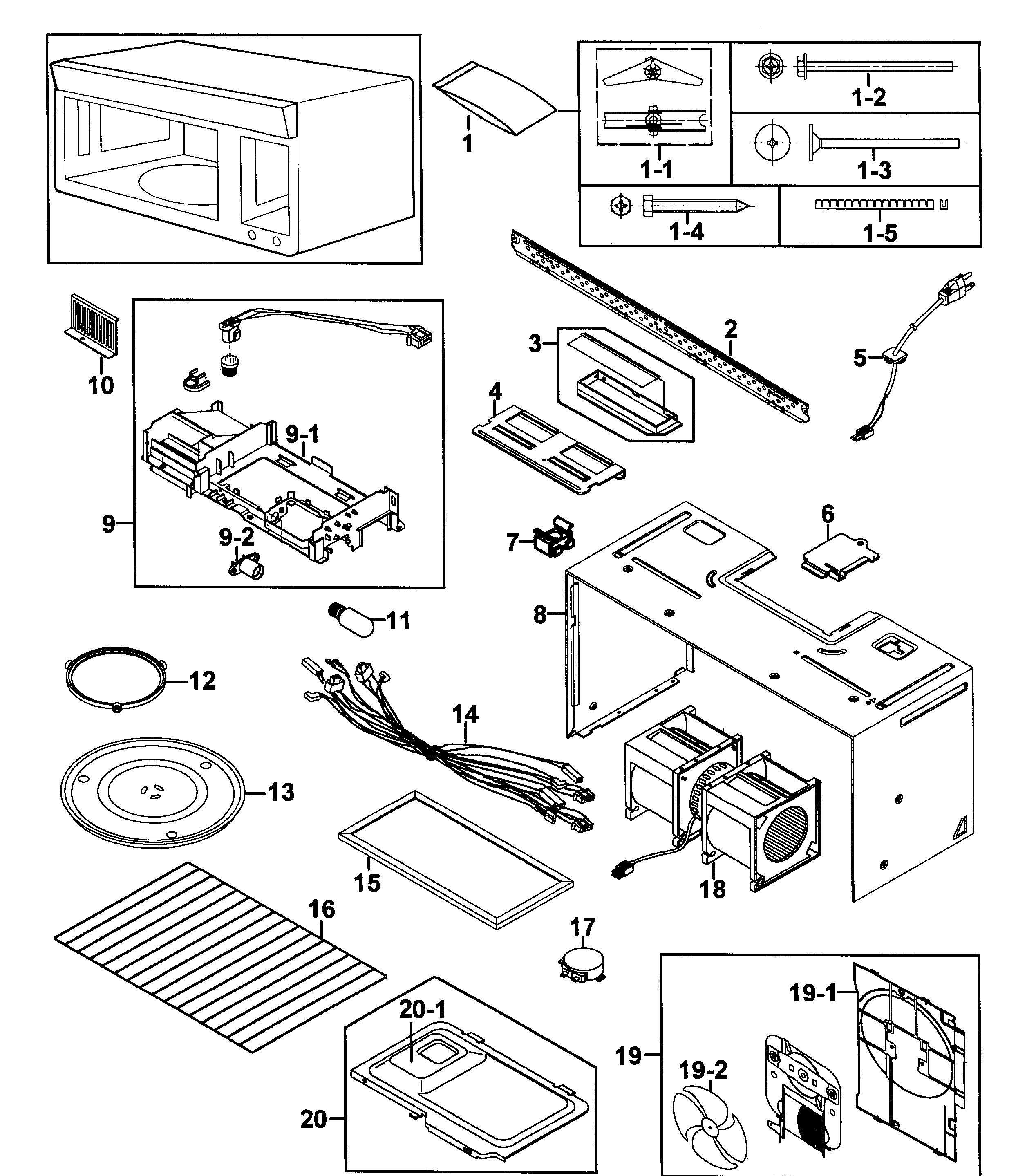 Samsung Model Smh8165ste Xaa 0000 Microwave Hood Combo Genuine Parts