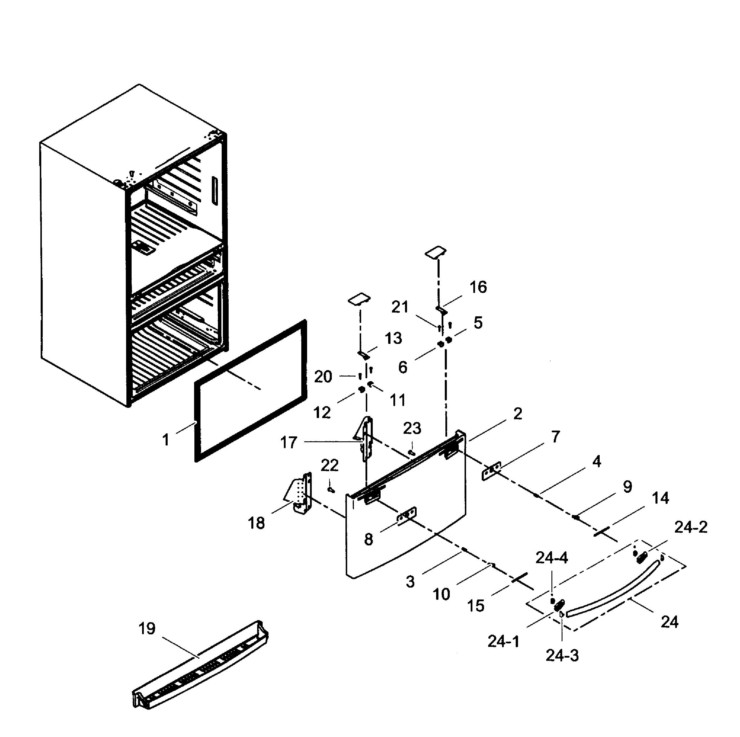 I have a Samsung 4 door refrigerator and bottom freezer handle has come