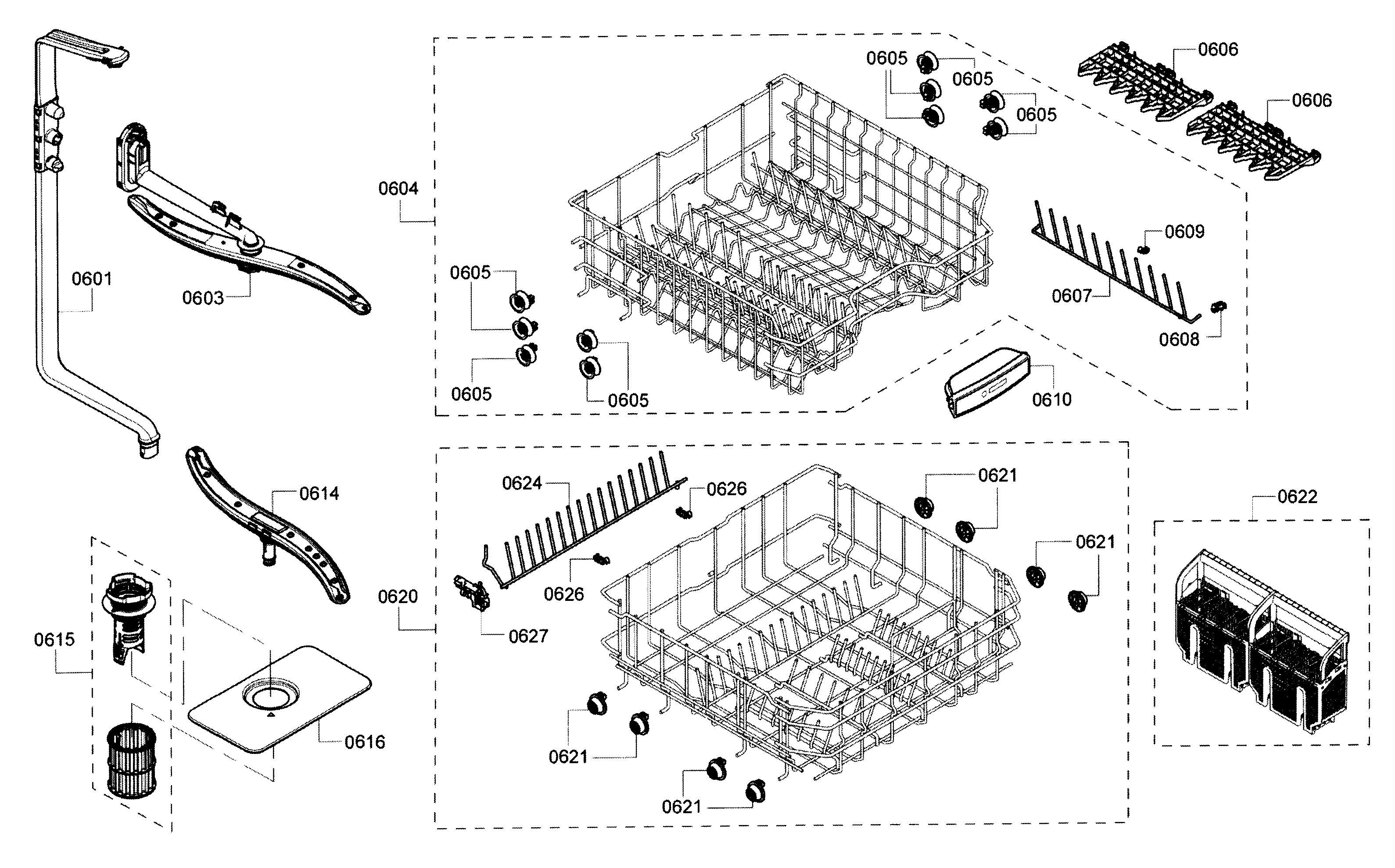 bosch dishwasher upper rack replacement