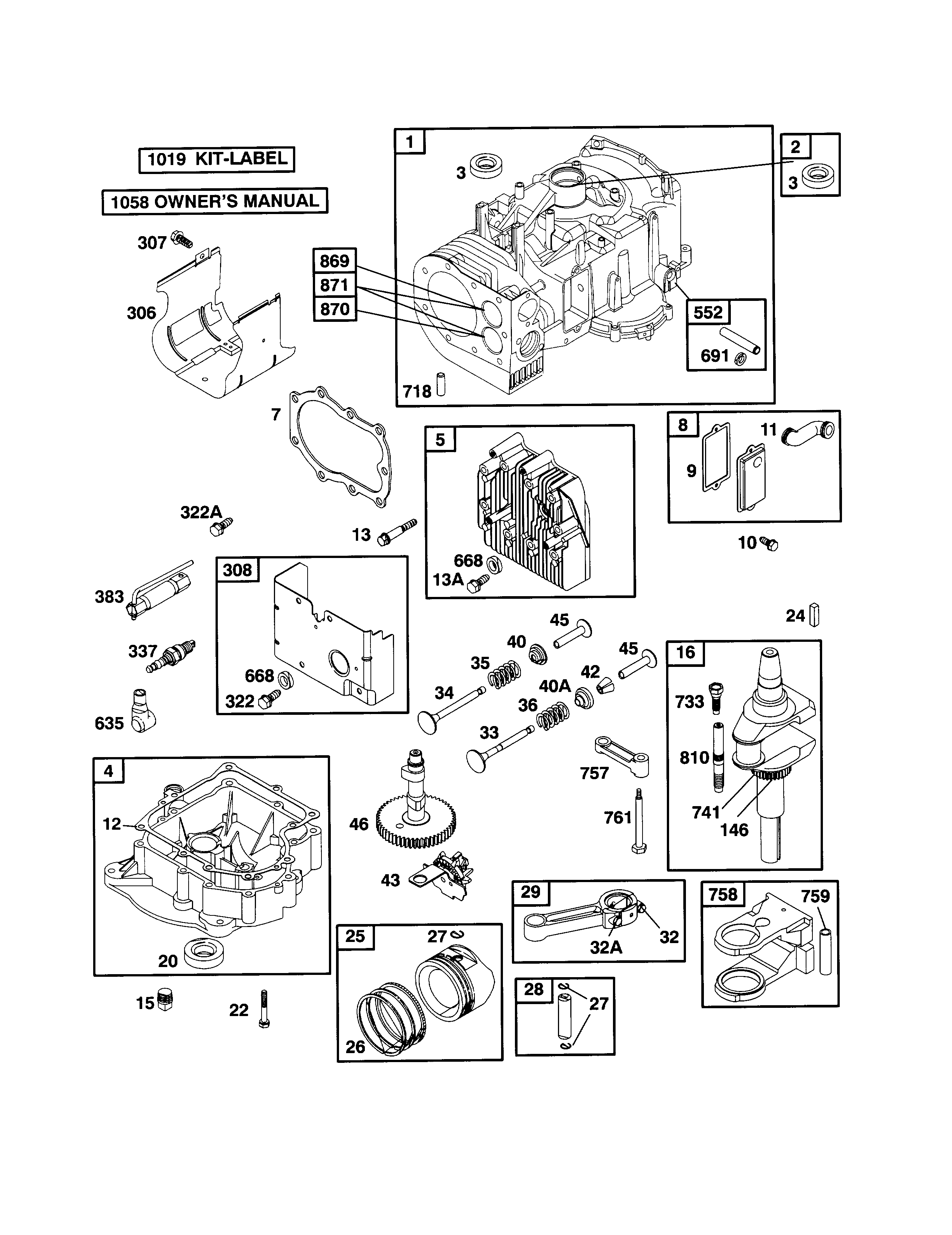 briggs stratton model 28r707 1120 e1 engine genuine parts rh searspartsdirect com 17.5 Briggs Stratton Motor Manual Briggs and Stratton Number Lookup