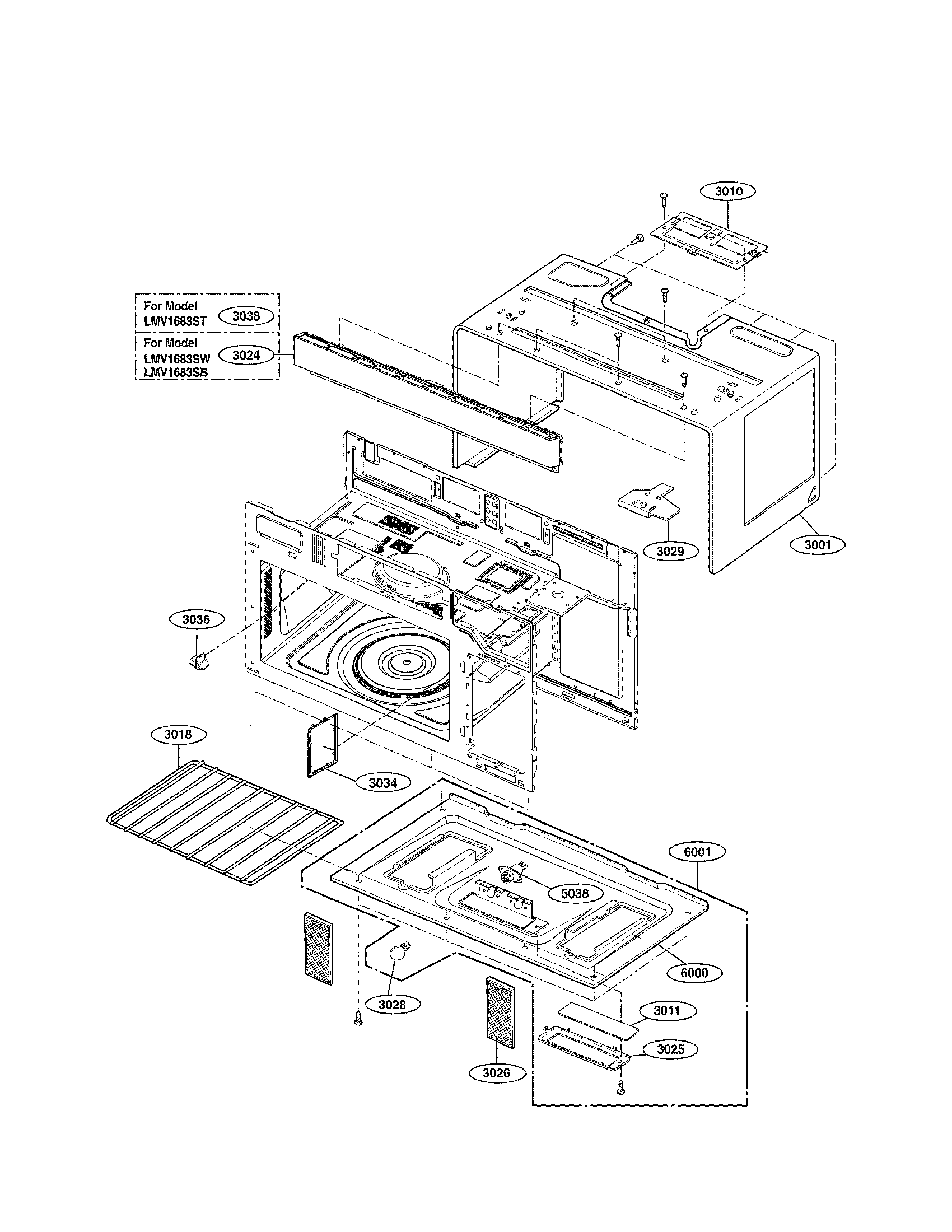 Lg Model Lmv1683st 00 Microwave Hood Combo Genuine Parts