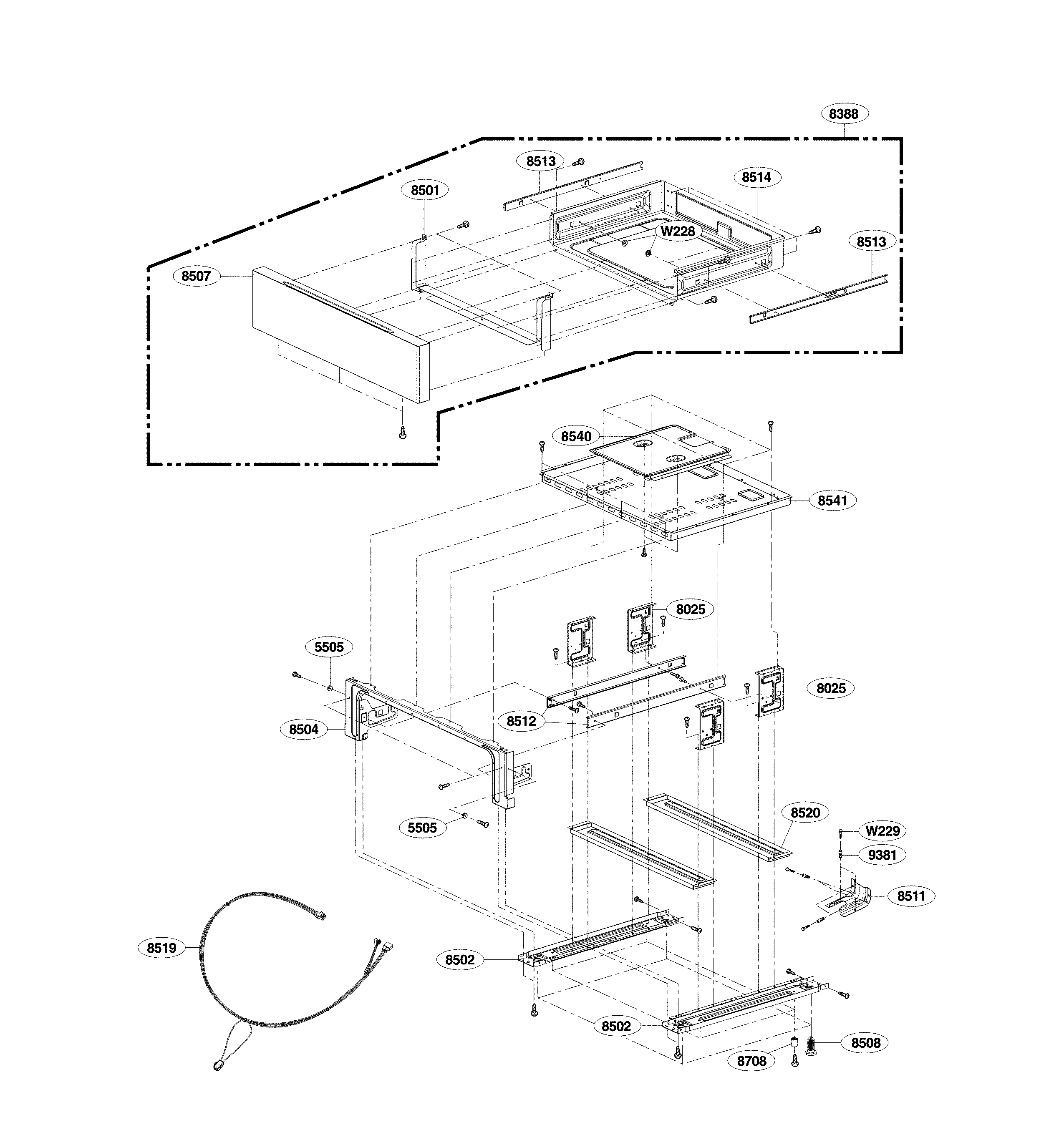 LG Gas Range Drawer Parts