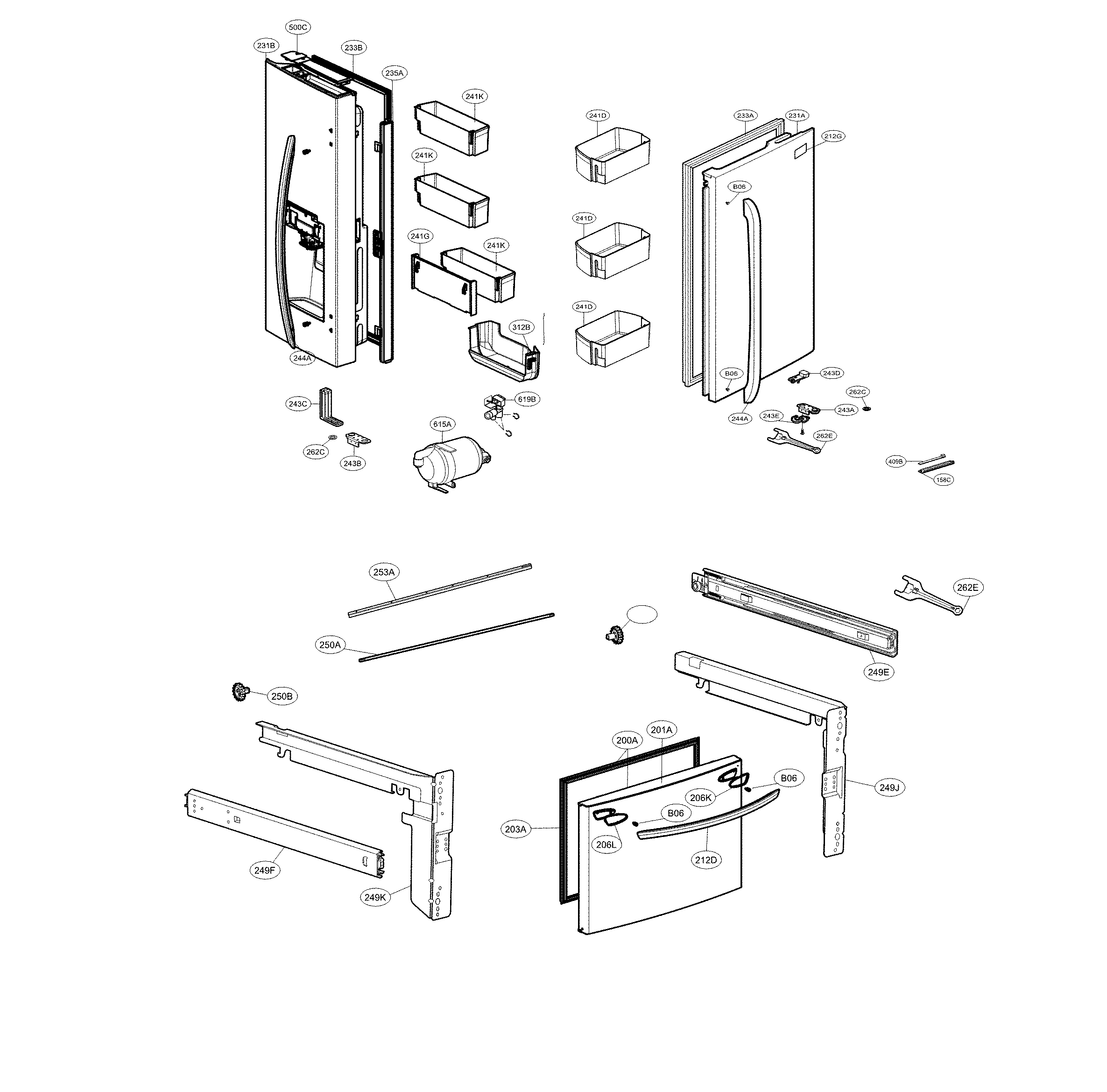Lg Lfxs28968s 00 Bottom Mount Refrigerator Parts Sears