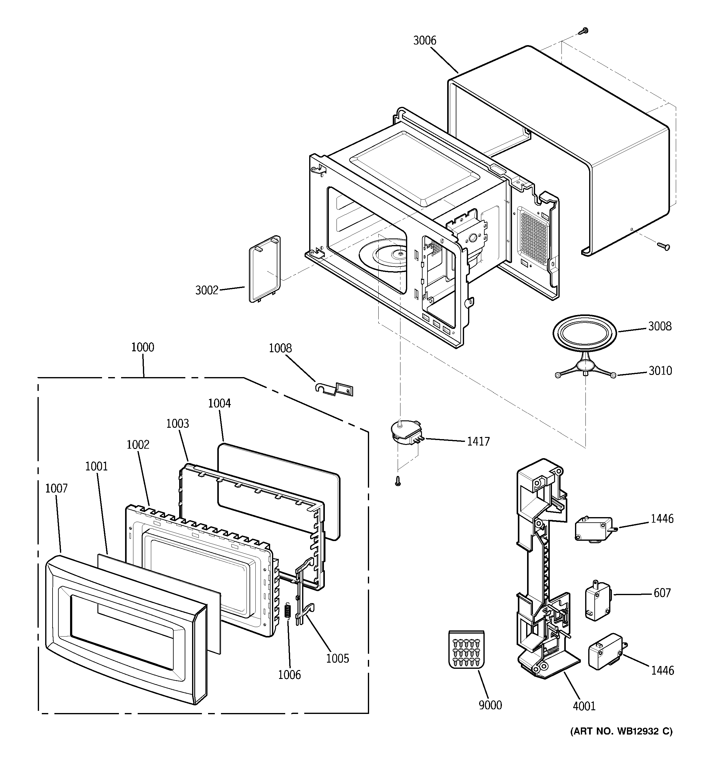 GE Microwave Control panel, body, base Parts | Model JE1460BF03