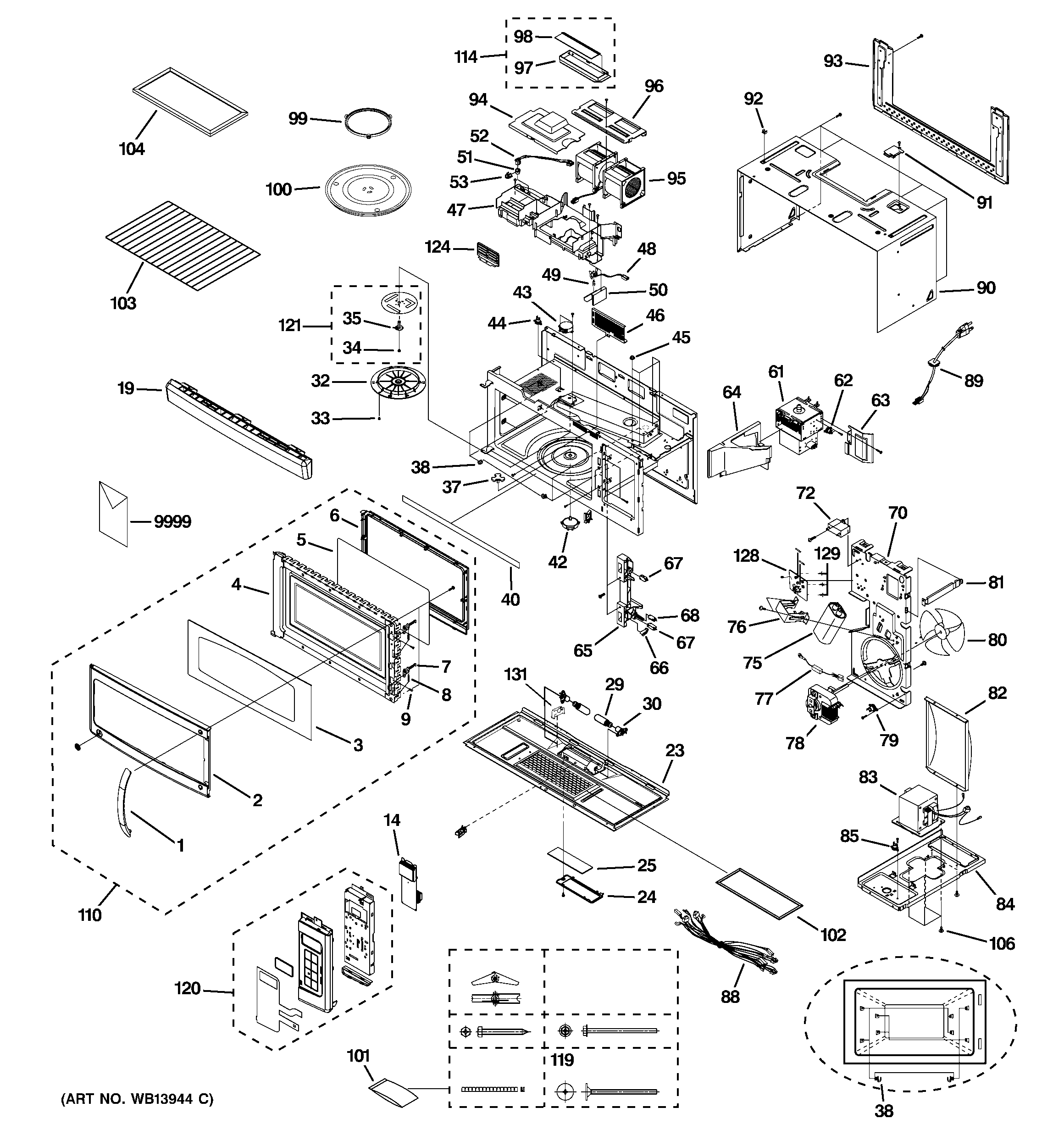 Ge Model Jvm1850dm2cc Microwave Hood Combo Genuine Parts