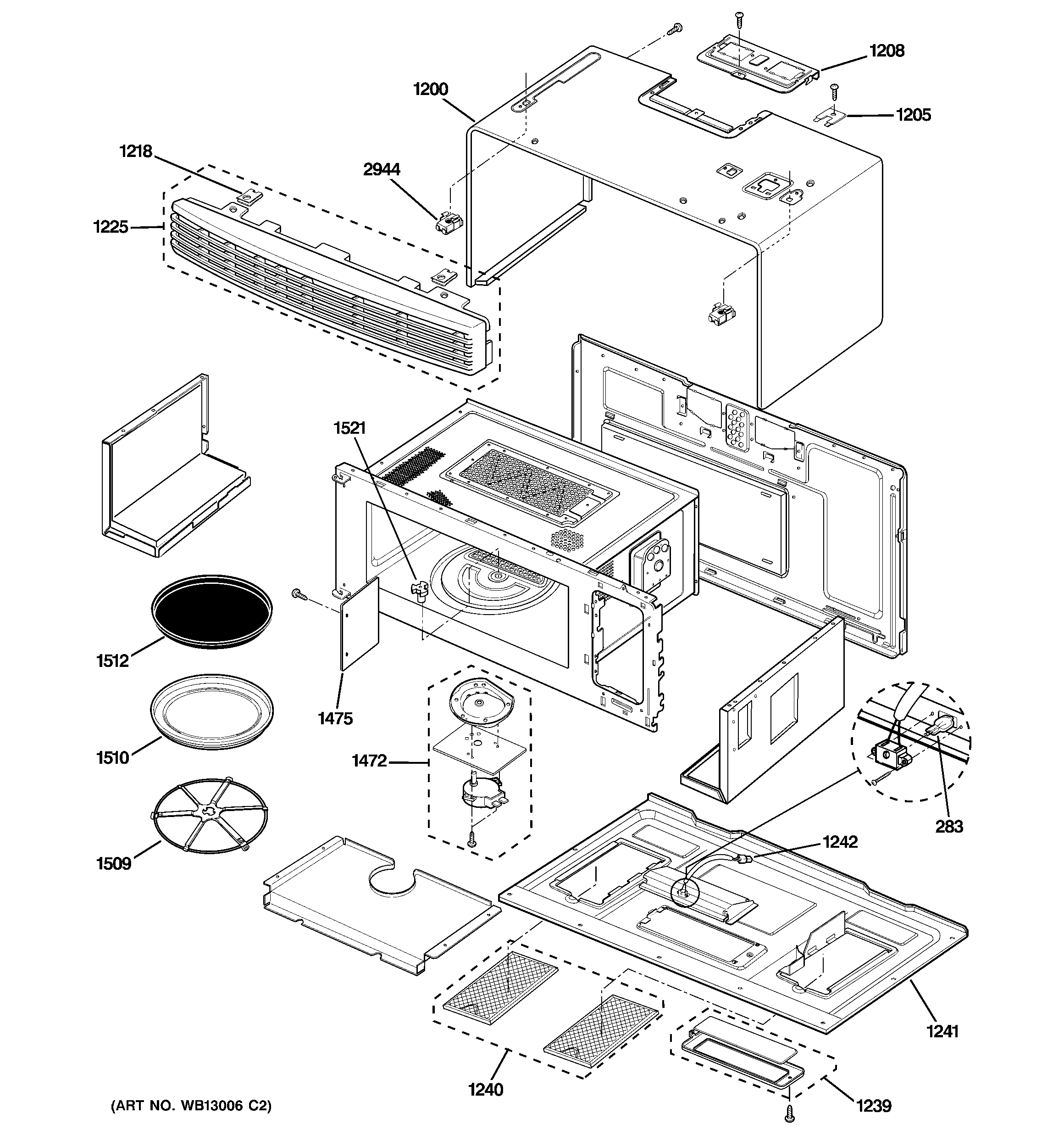 Ge Model Sca1001kss02 Microwave Hood Combo Genuine Parts
